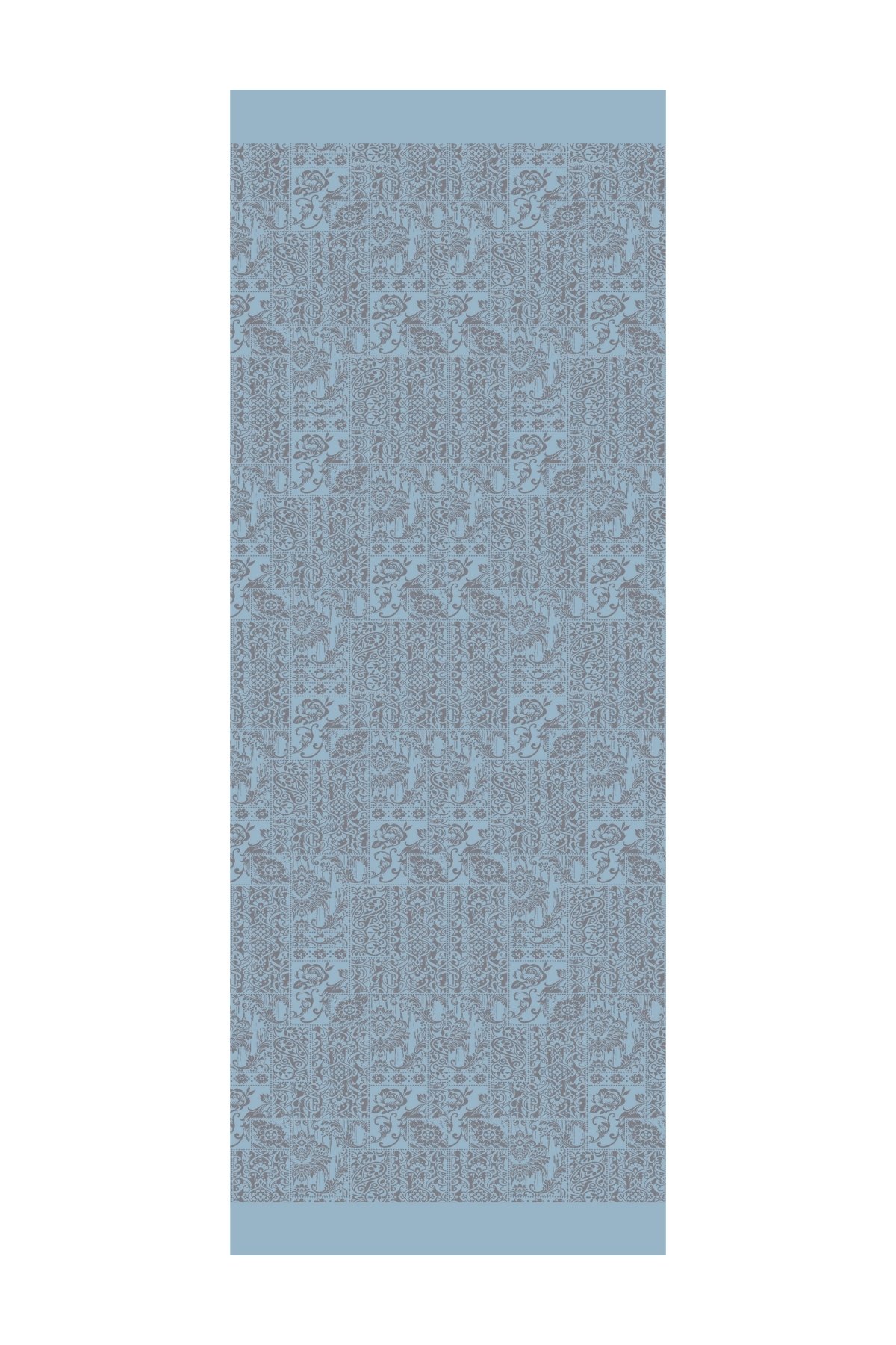 Henna Pattern Double-Sided Shawl - Dark Gray-Light Blue