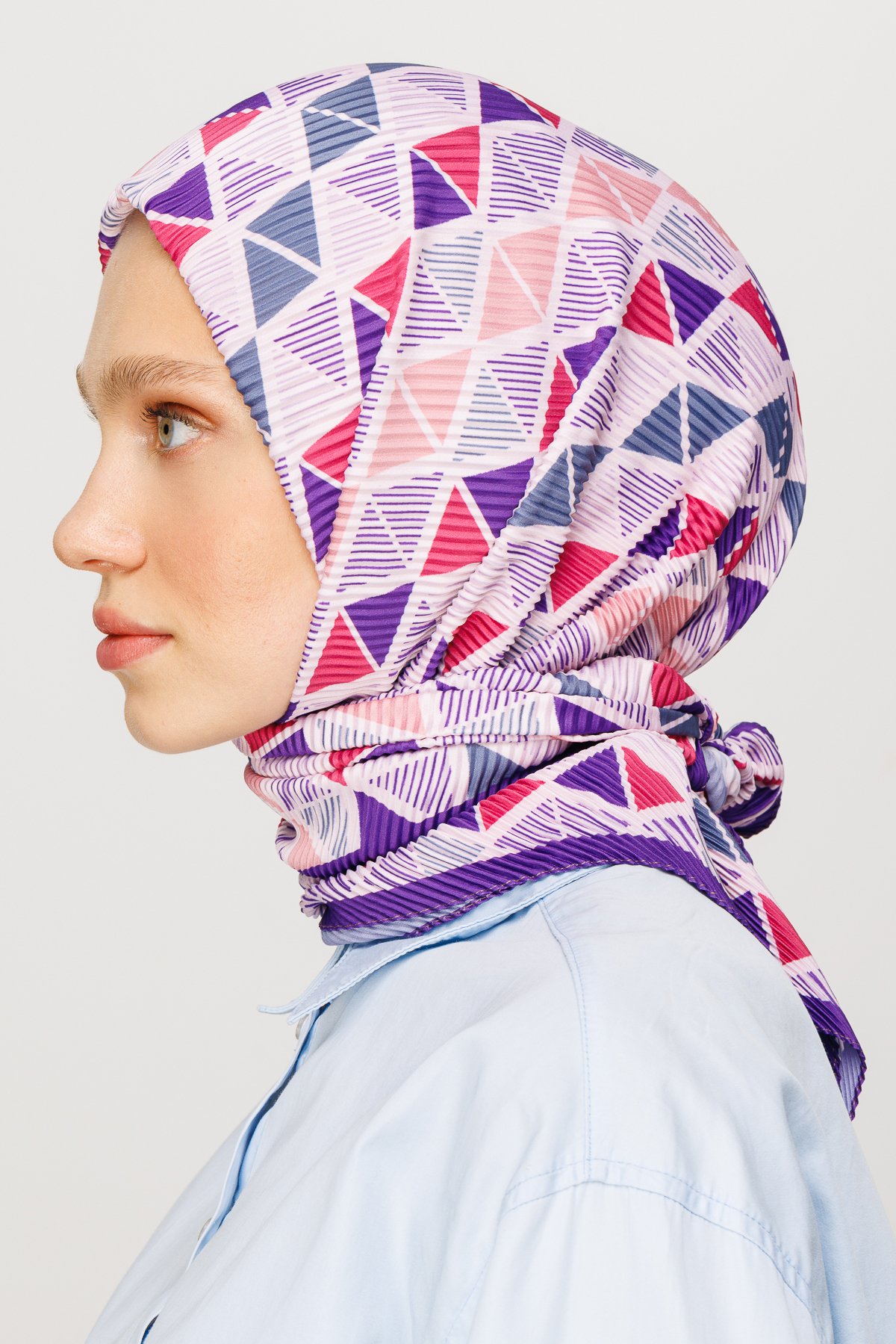 Prism Pattern Pleated Scarf - Lavender
