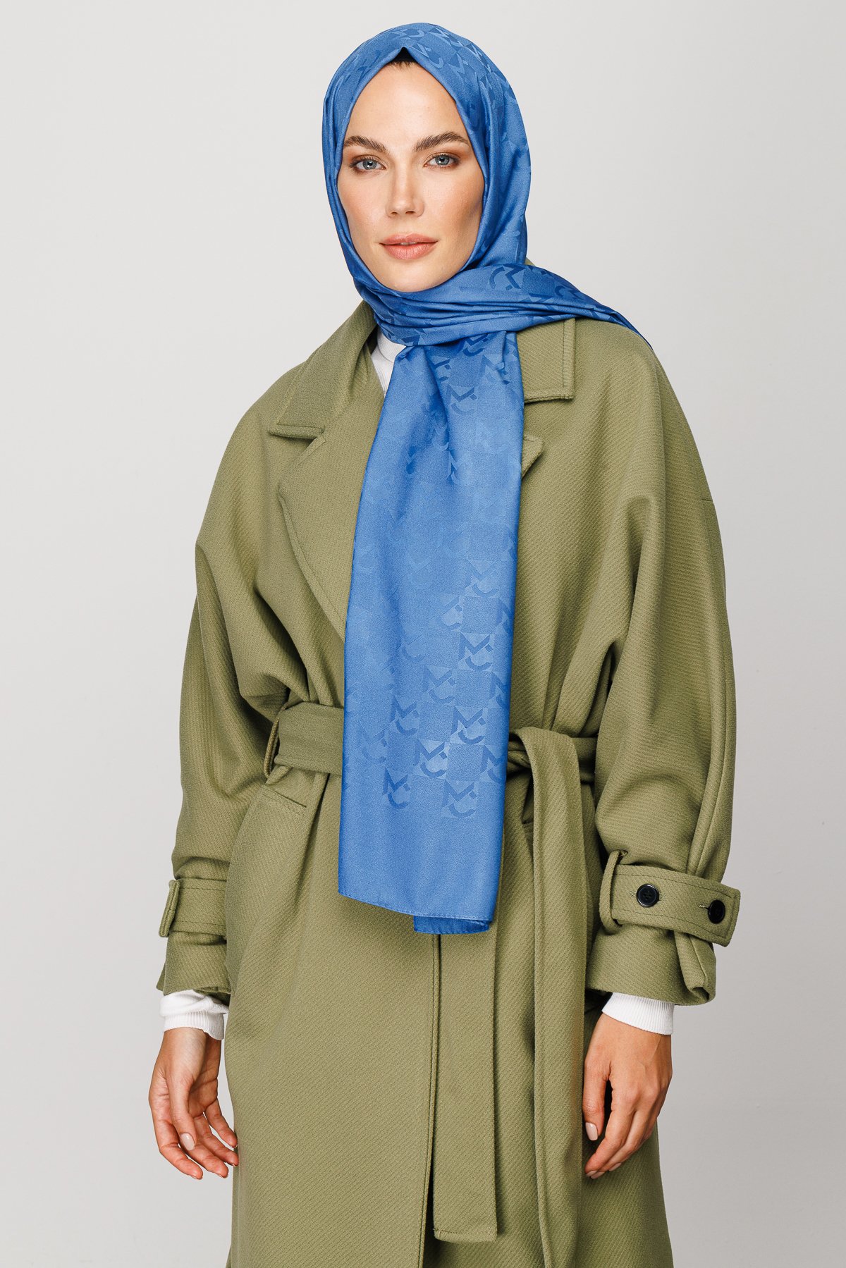 MC Pattern Jacquard Shawl - İndigo