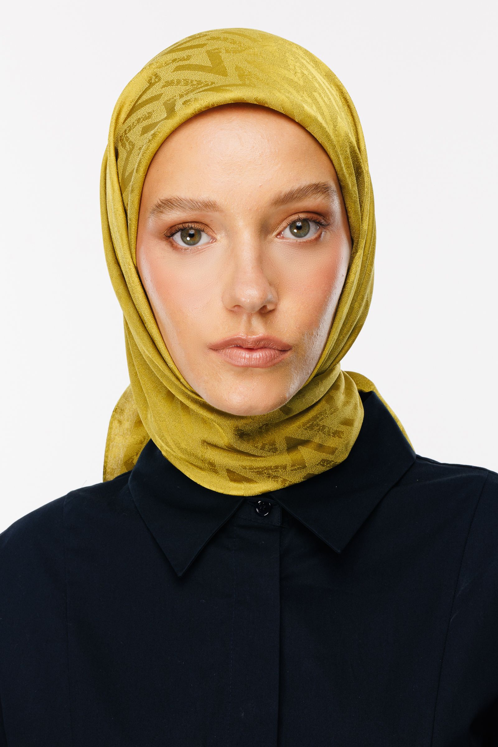 Nova Pattern Luxury Jacquard Scarf - Olive Green