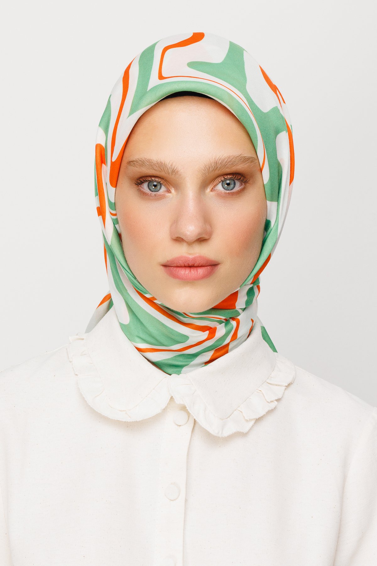 Mira Desen Dijital Soft Eşarp - Mint Yeşili