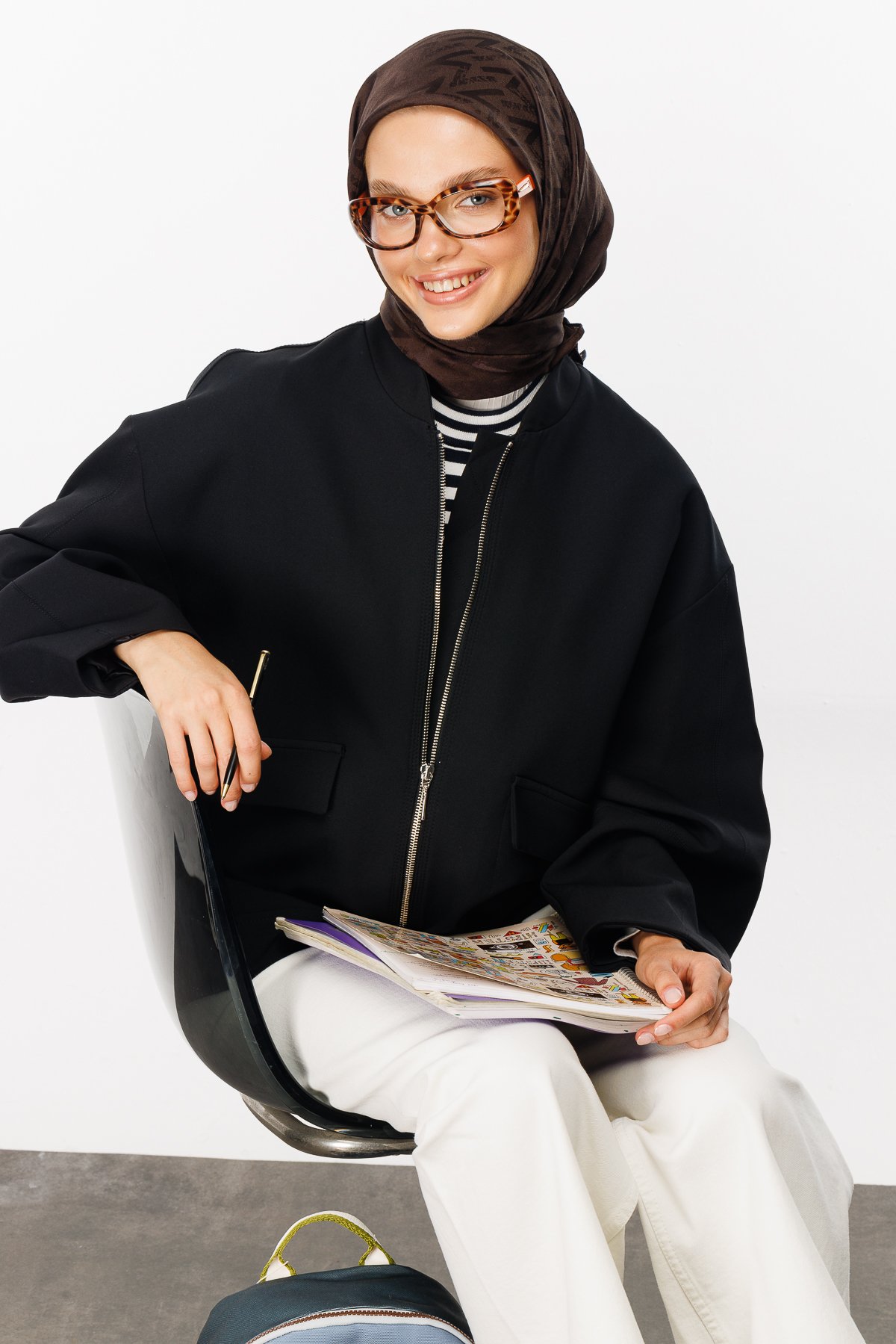 Nova Pattern Luxury Jacquard Scarf - Bitter Coffee