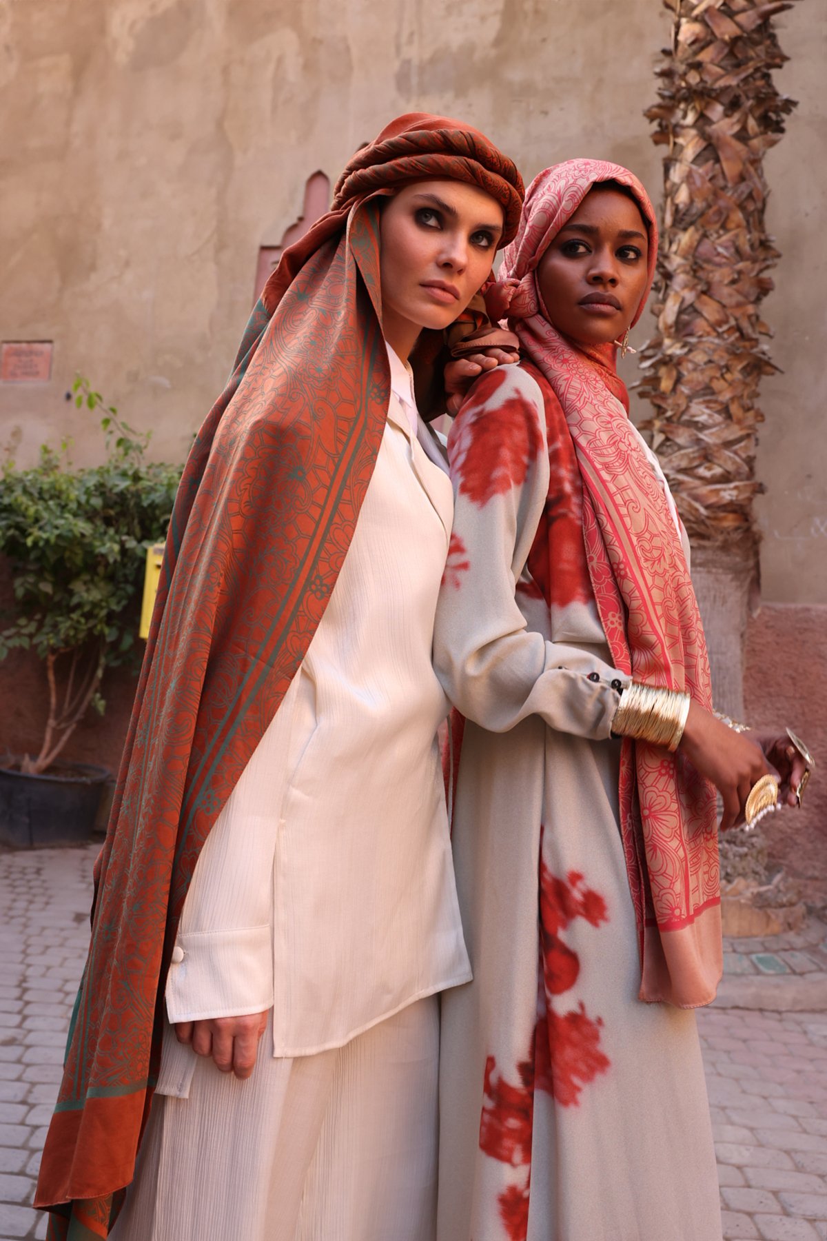 Lavin Pattern Double-Sided Shawl - Cinnamon-Beige
