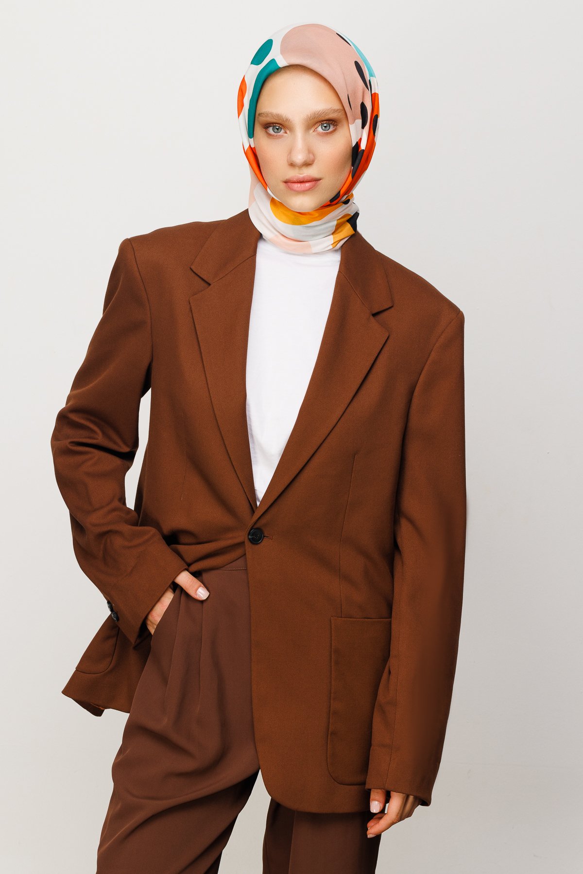 Bloom Pattern Digital Soft Scarf - Apricot
