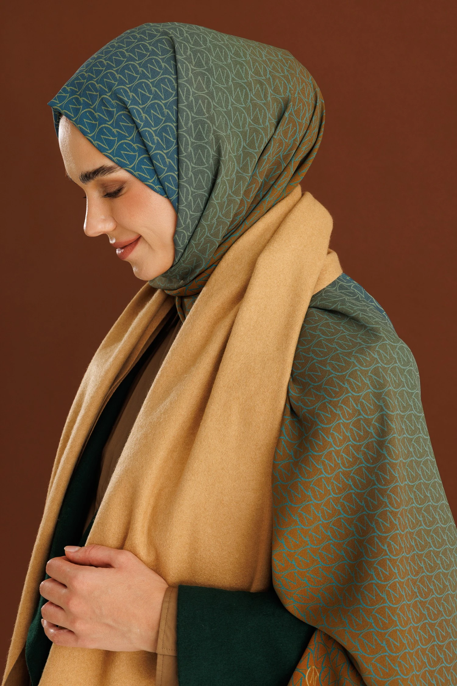 Monogram Hebei Silk Shawl - Saffron