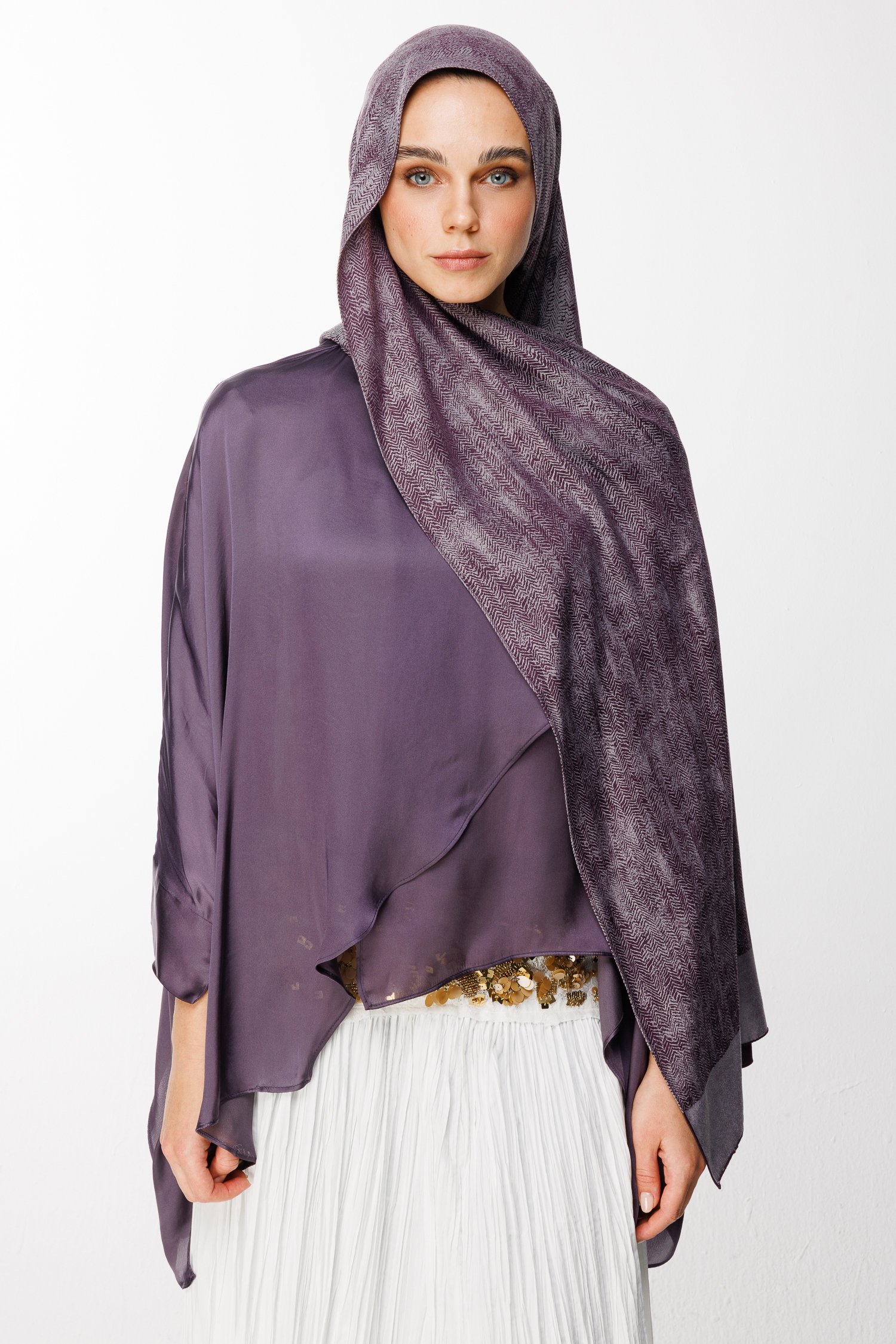 Marrakech Double Sided Shawl - Purple-Gray