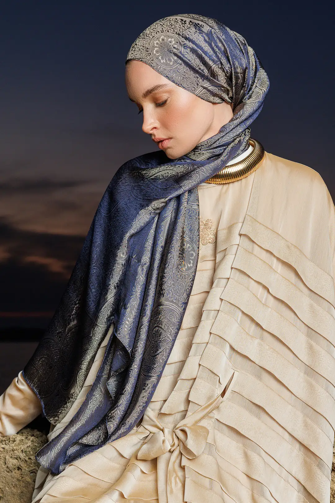 Anyaman Sugarscarf Pleated Shawl SUGARSCARF Claudia Triangle Style