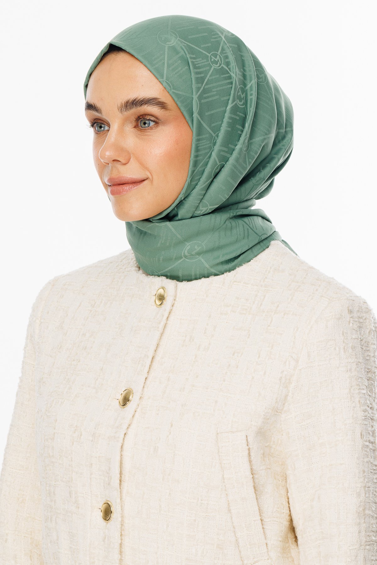 Moon Is Pattern Jacquard Shawl - Mold Green