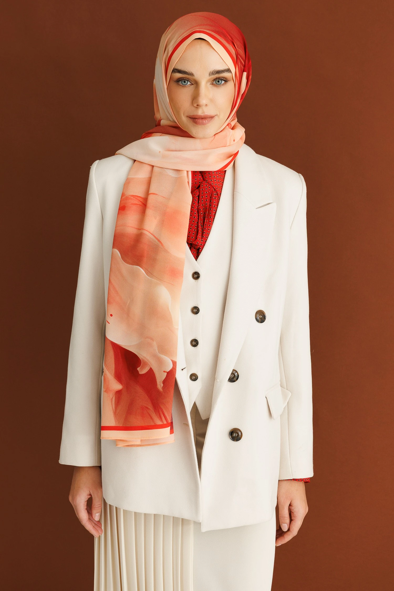 Pure Desen Hebei İpek Şal - Somon