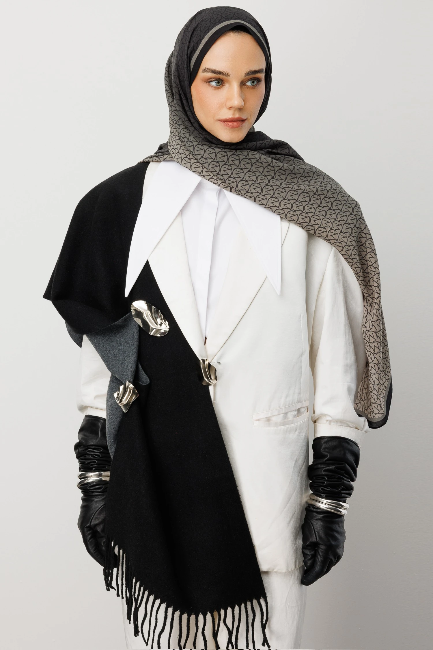 Monogram Hebei Silk Shawl - Black