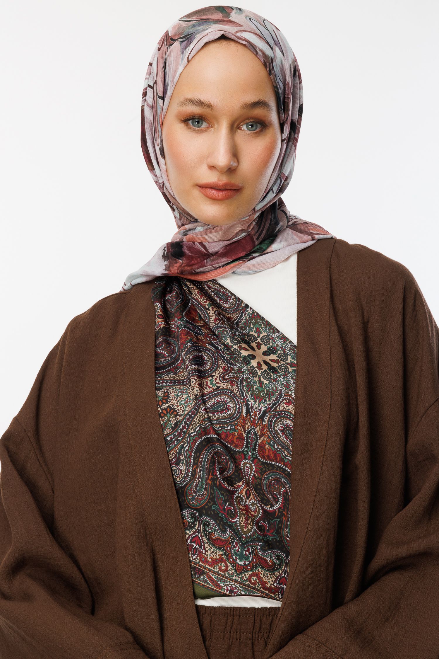 Patterned Cotton Shawl - Powder