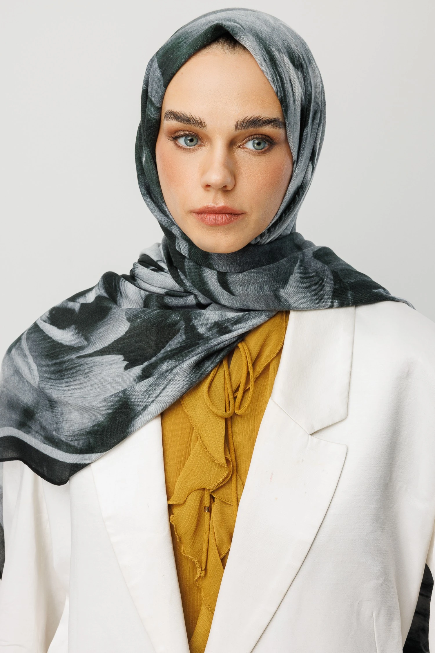 Fleur Desen Rami Şal - Black