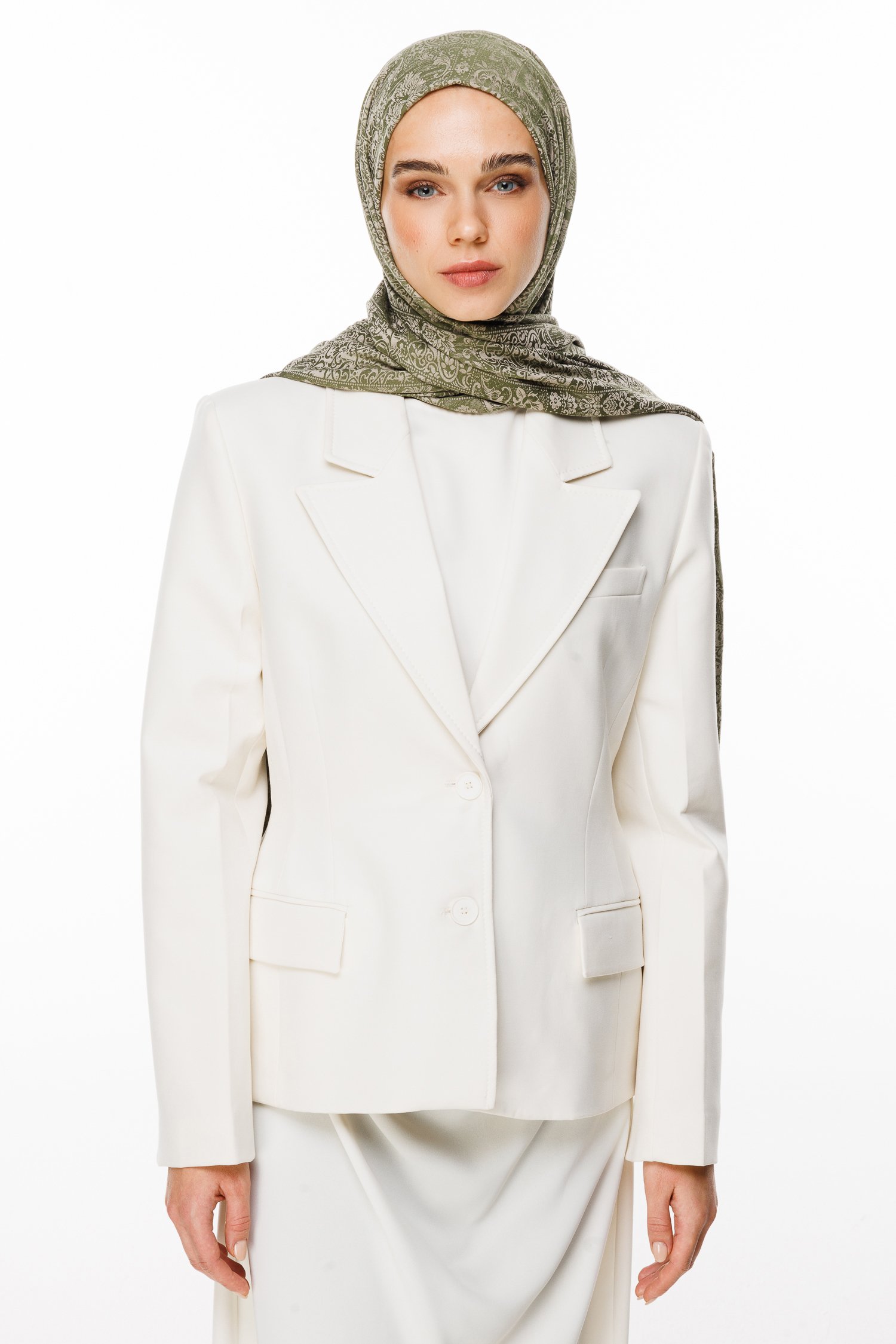 Henna Pattern Double-Sided Shawl - Khaki-Salmon