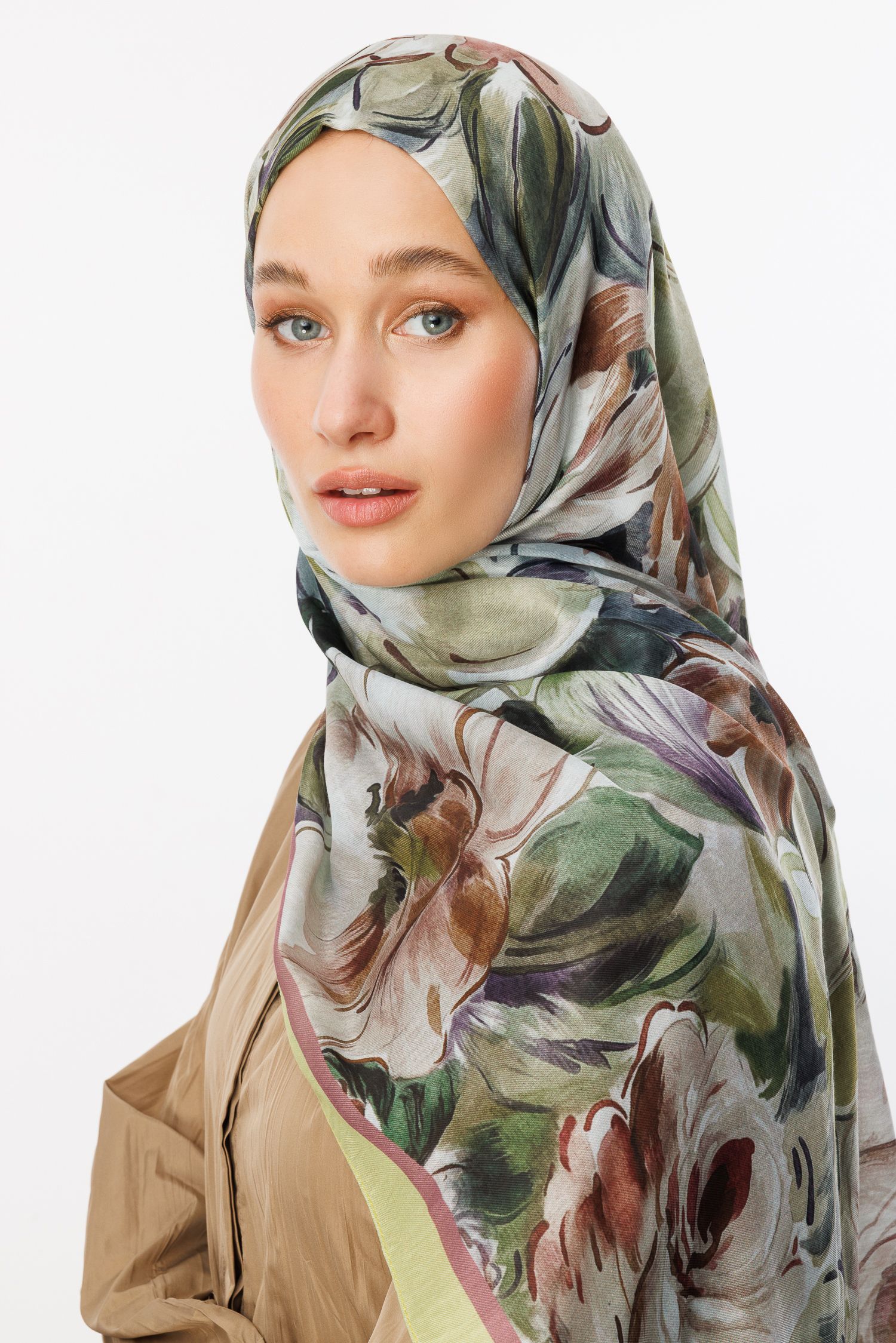 Patterned Cotton Shawl - Green