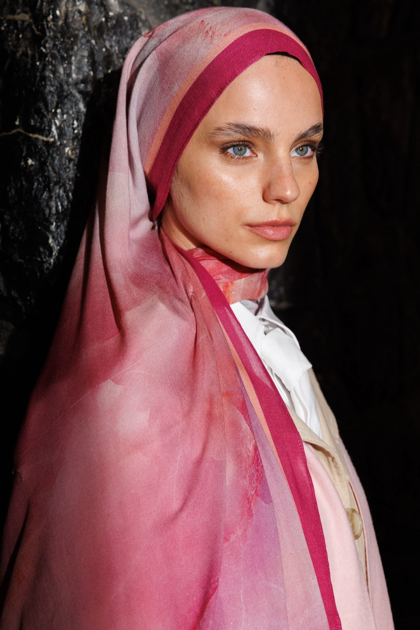 Moreal Desen Rami Şal - Fuchsia