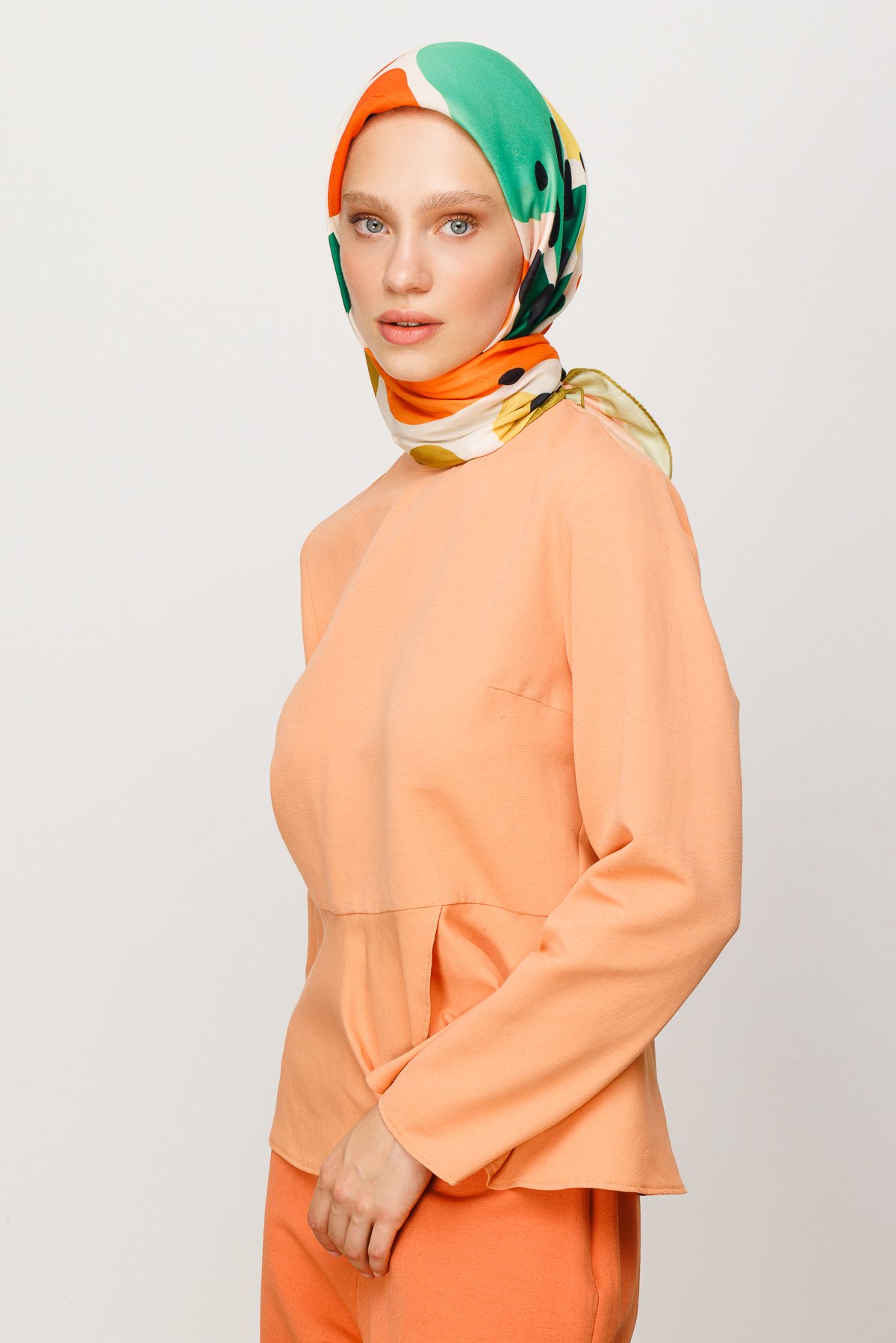 Bloom Pattern Digital Soft Scarf - Mint Green
