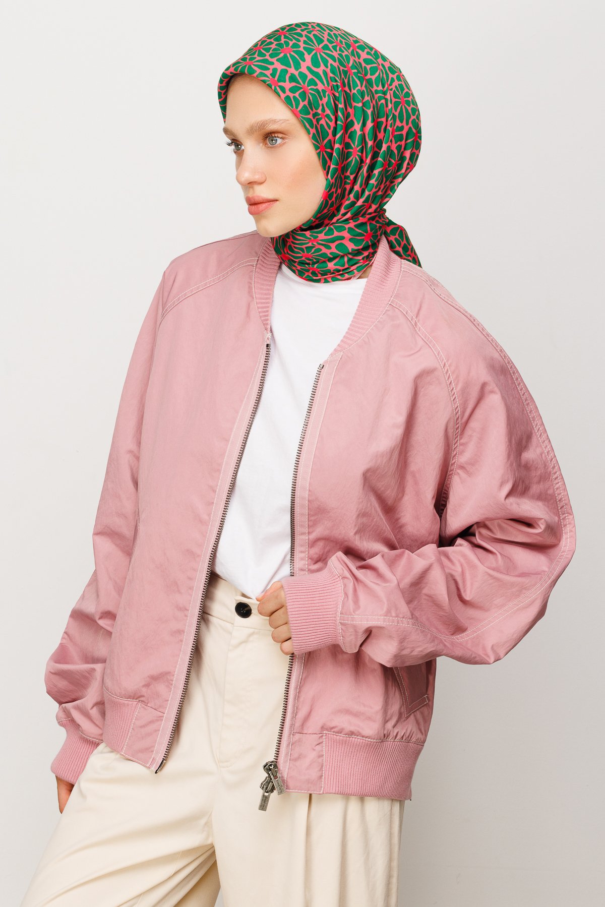 Clover Pattern Digital Soft Scarf - Powder