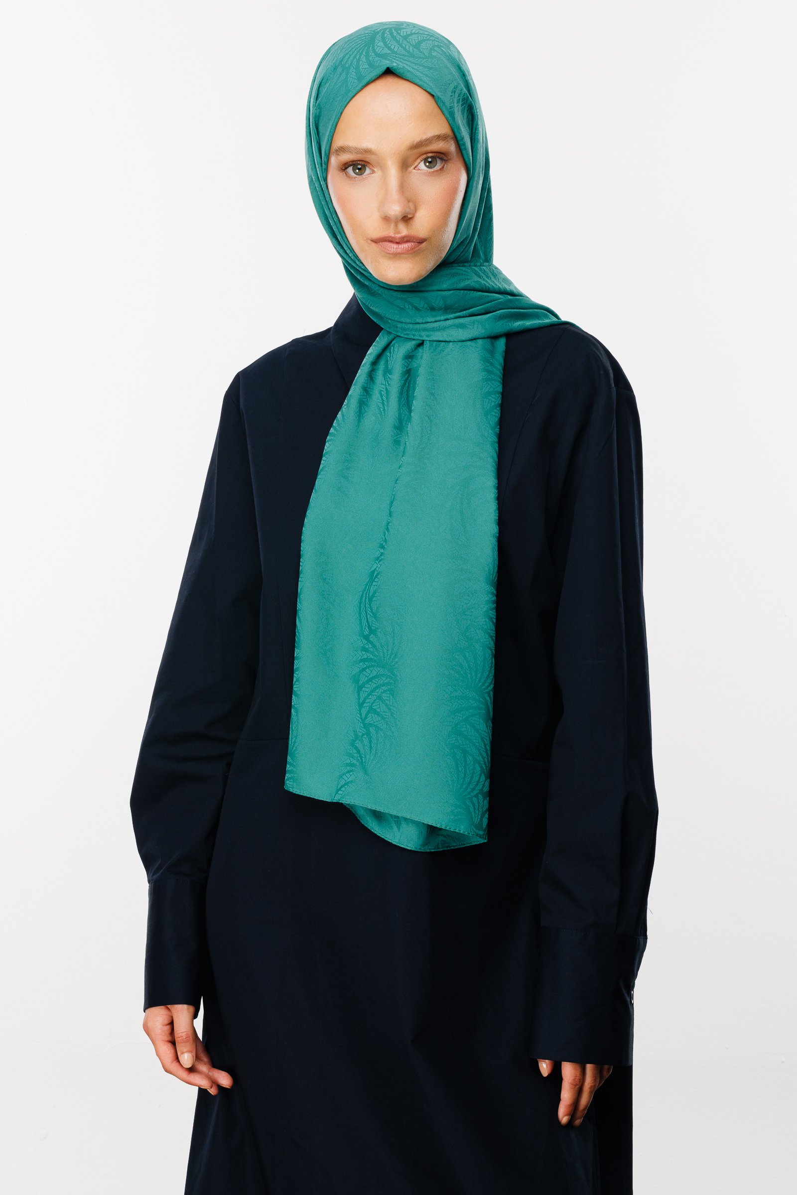 Artemis Pattern Silk Jacquard Shawl - Mint Green