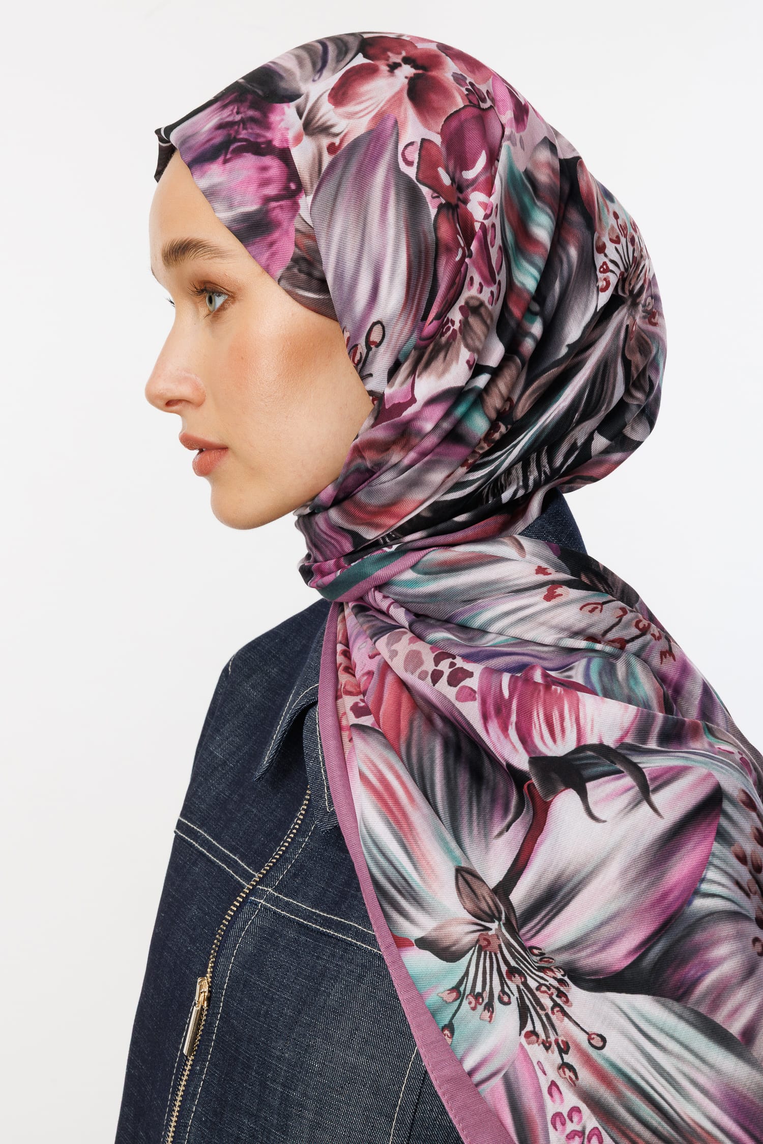Larin Patterned Cotton Shawl - Lilac