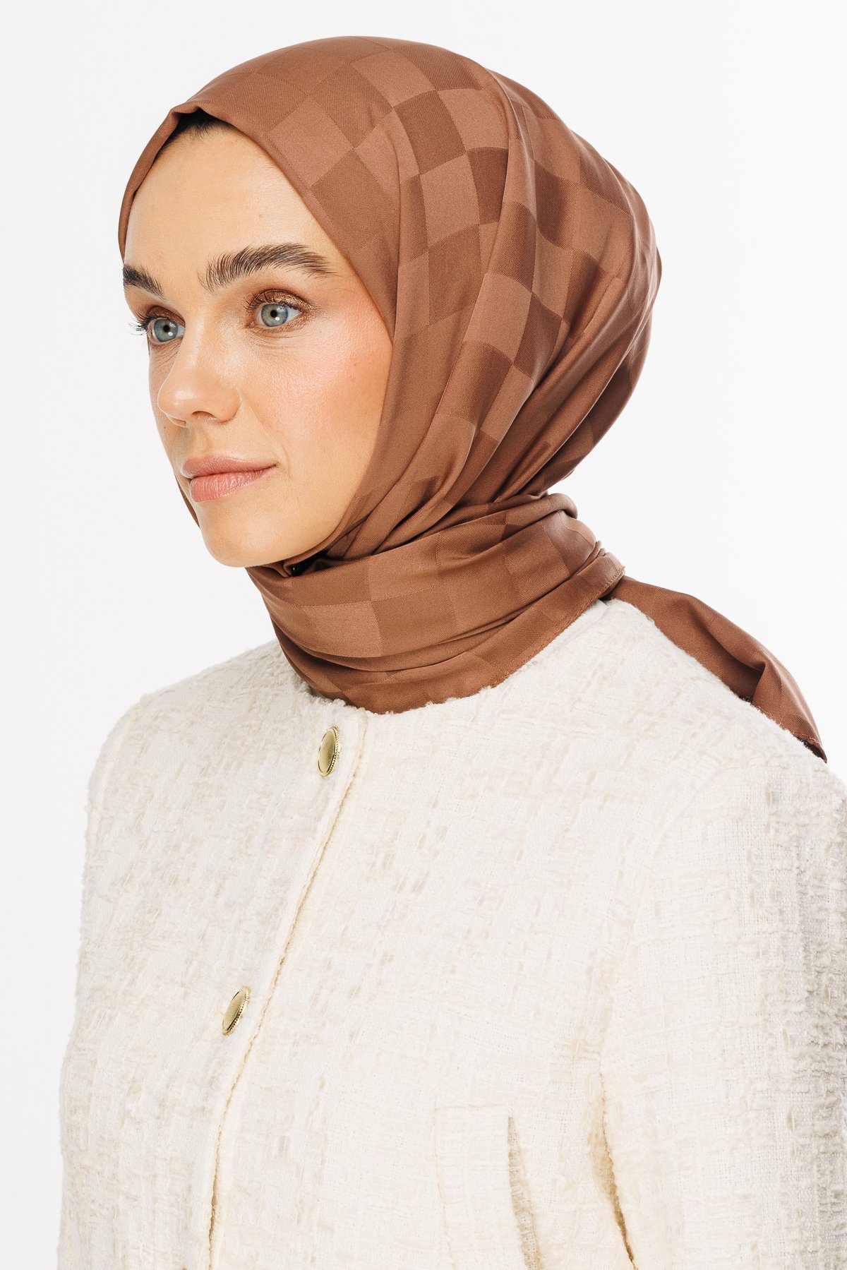 Checkers Pattern Silk Jacquard Hijab