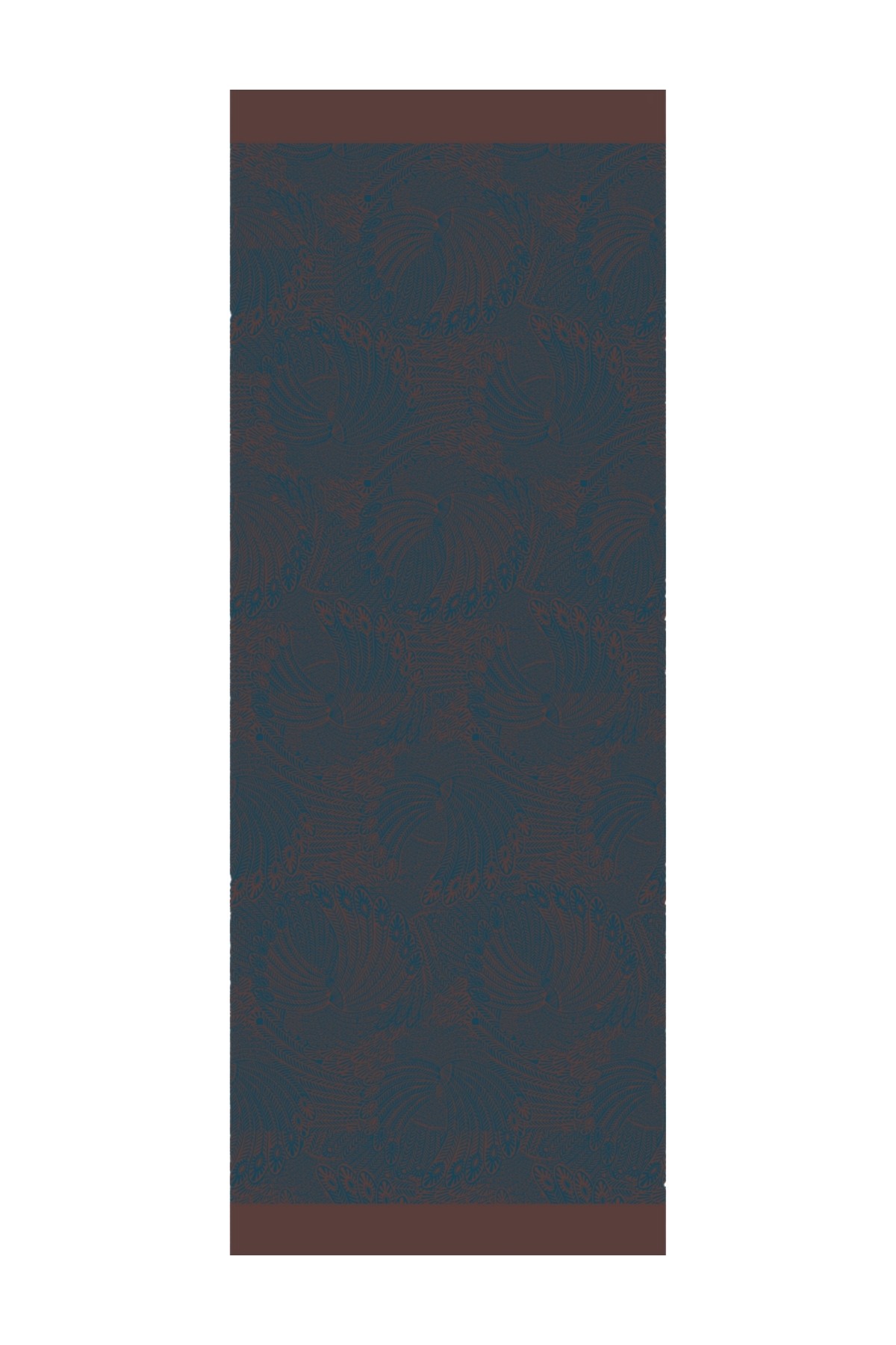 Mayra Pattern Double-Sided Shawl - Bitter Coffee-Petroleum Blue