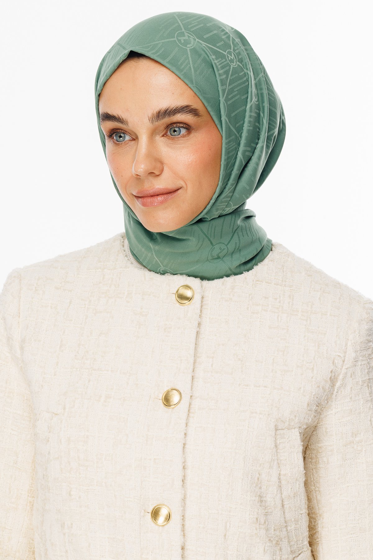Moon Is Pattern Jacquard Shawl - Mold Green
