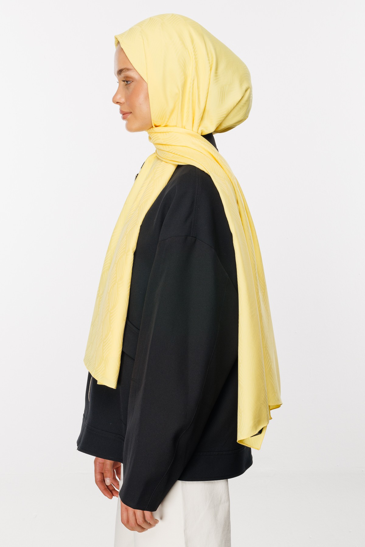 Aura Pattern Silk Jacquard Shawl - Yellow