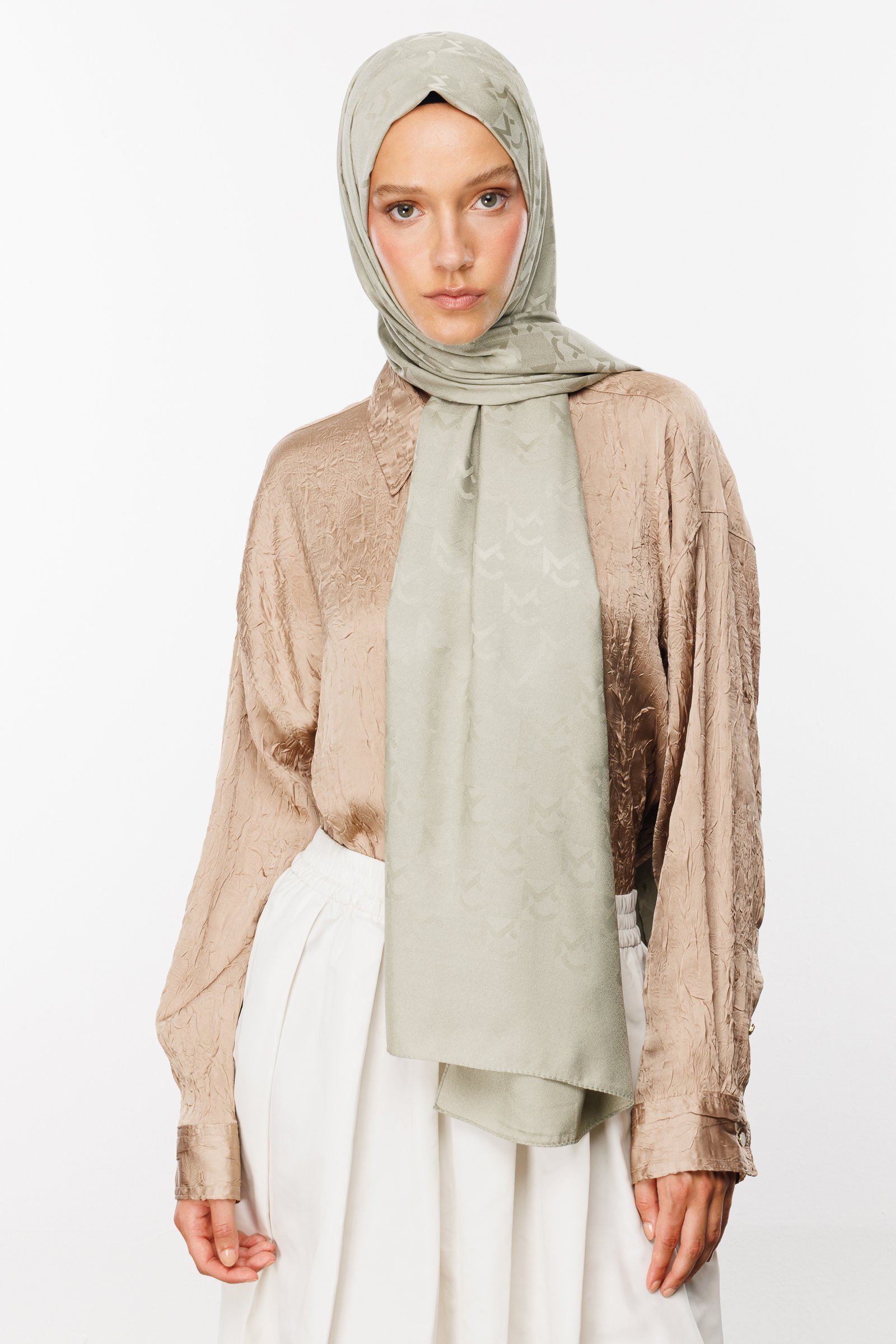 MC Pattern Jacquard Shawl - Sage