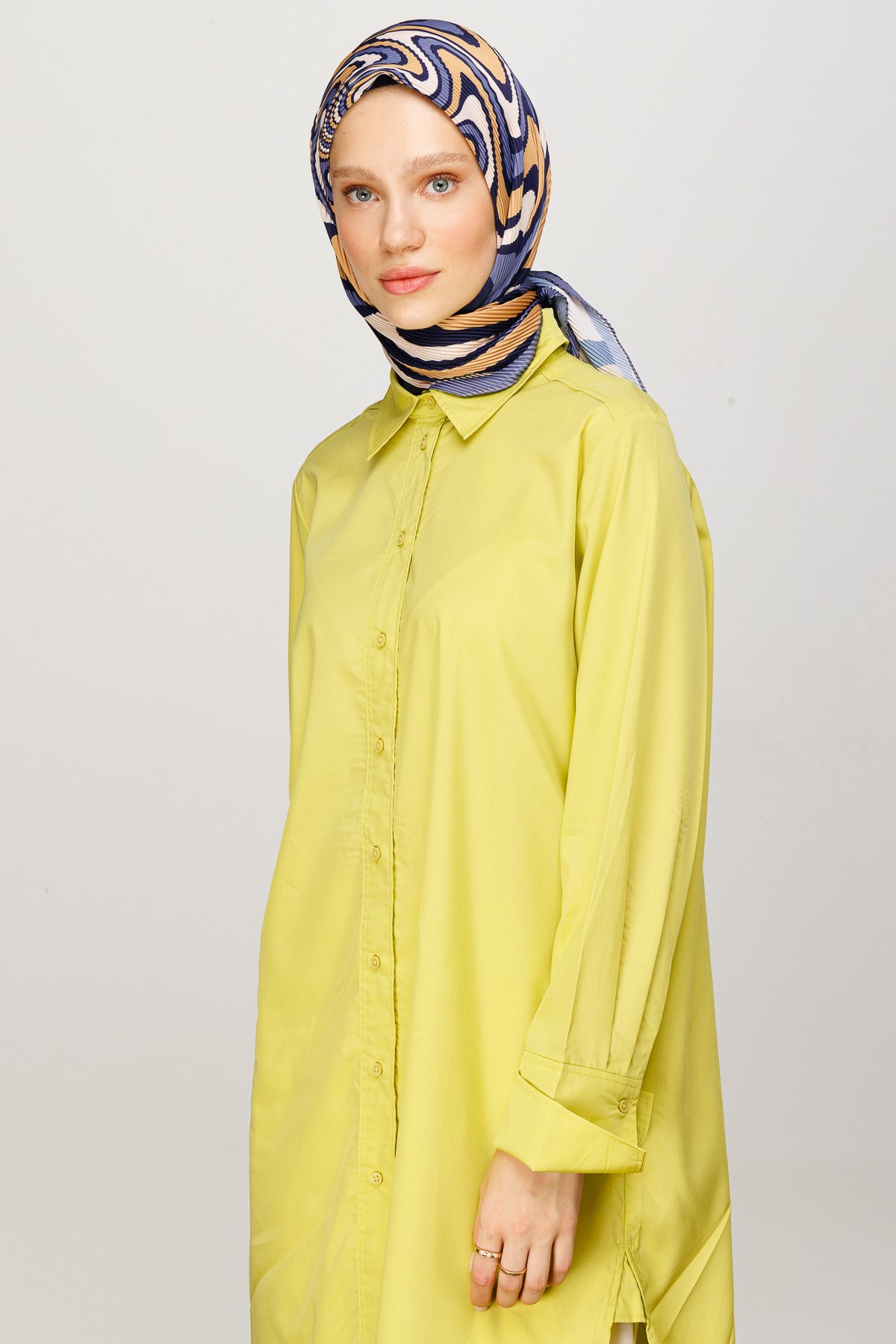 Mira Pattern Pleated Scarf - Saffron