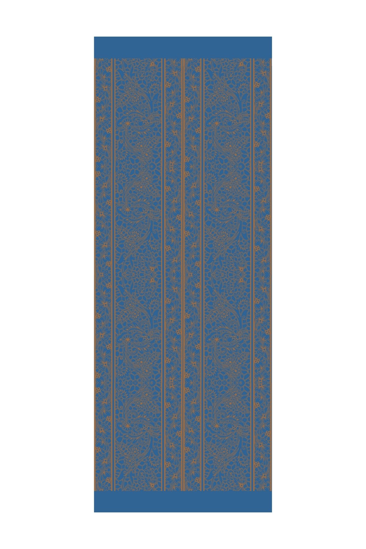 Lavin Pattern Double-Sided Shawl - Petrol Blue-Orange