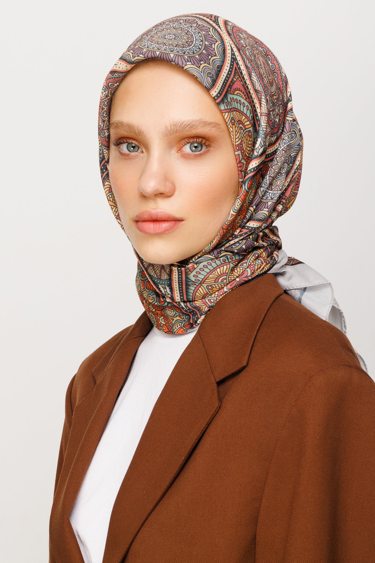 Ethnic Pattern Digital Soft Scarf - Brown
