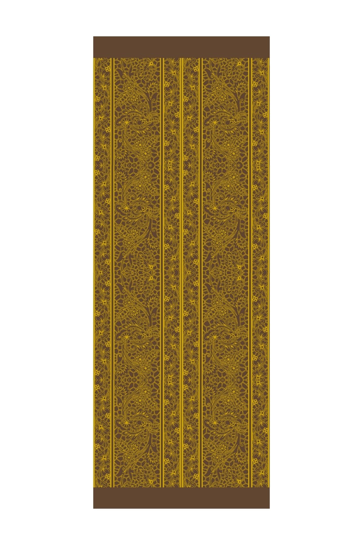 Lavin Pattern Double-Sided Shawl - Bitter Coffee-Mustard