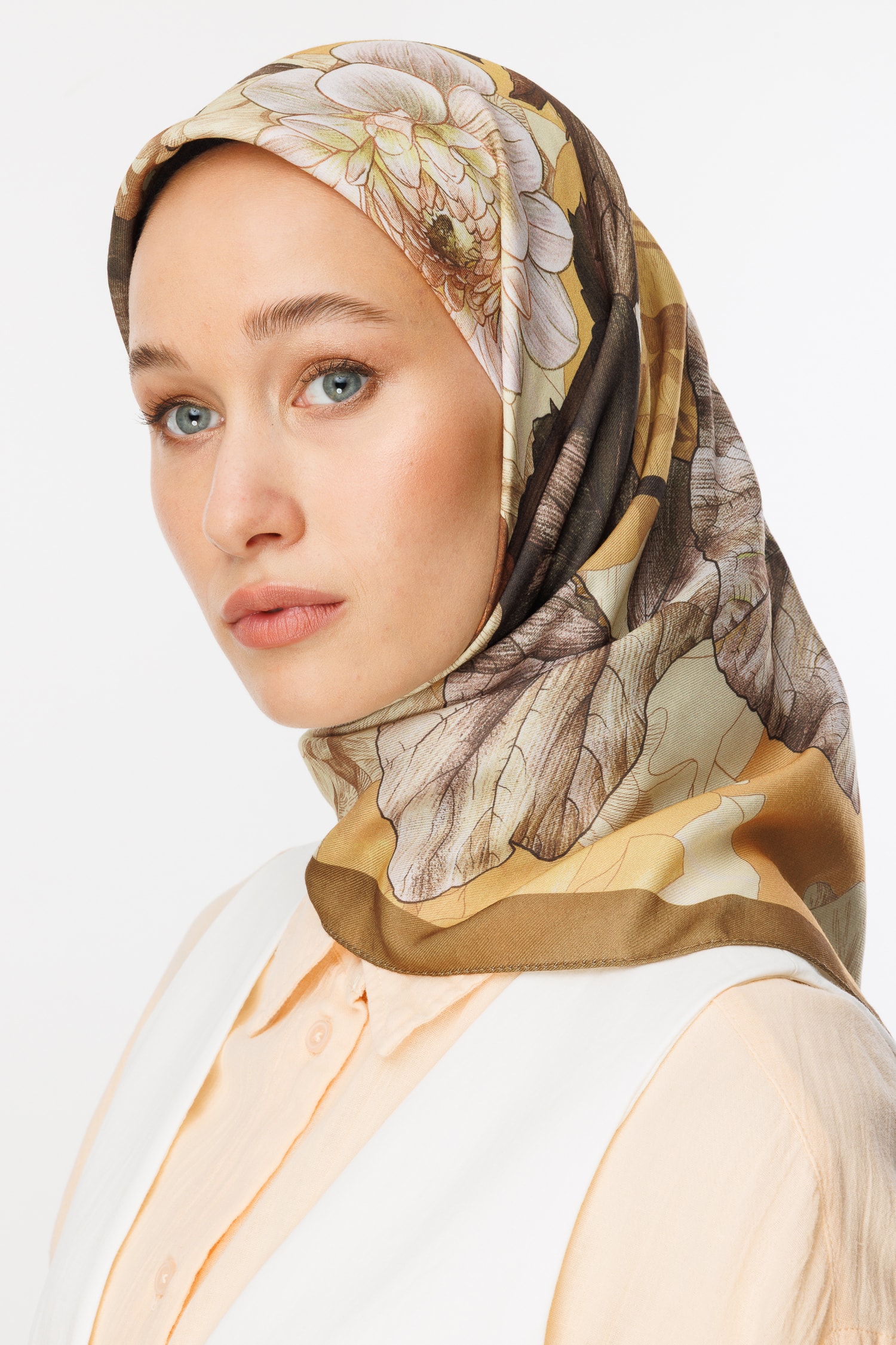 Floren Pattern Cotton Scarf - Apricot