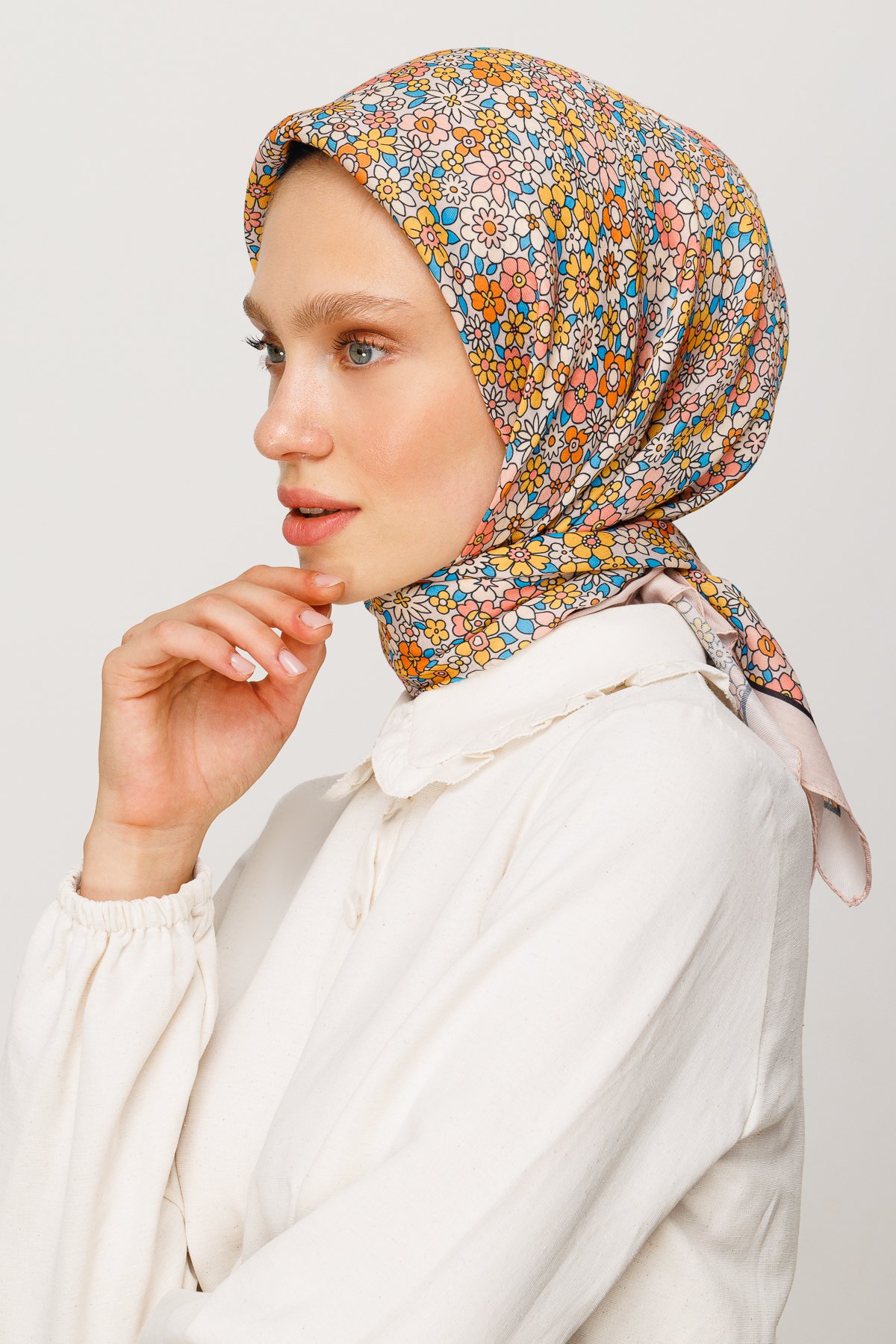 Minial Desen Dijital Soft Eşarp - Kayısı