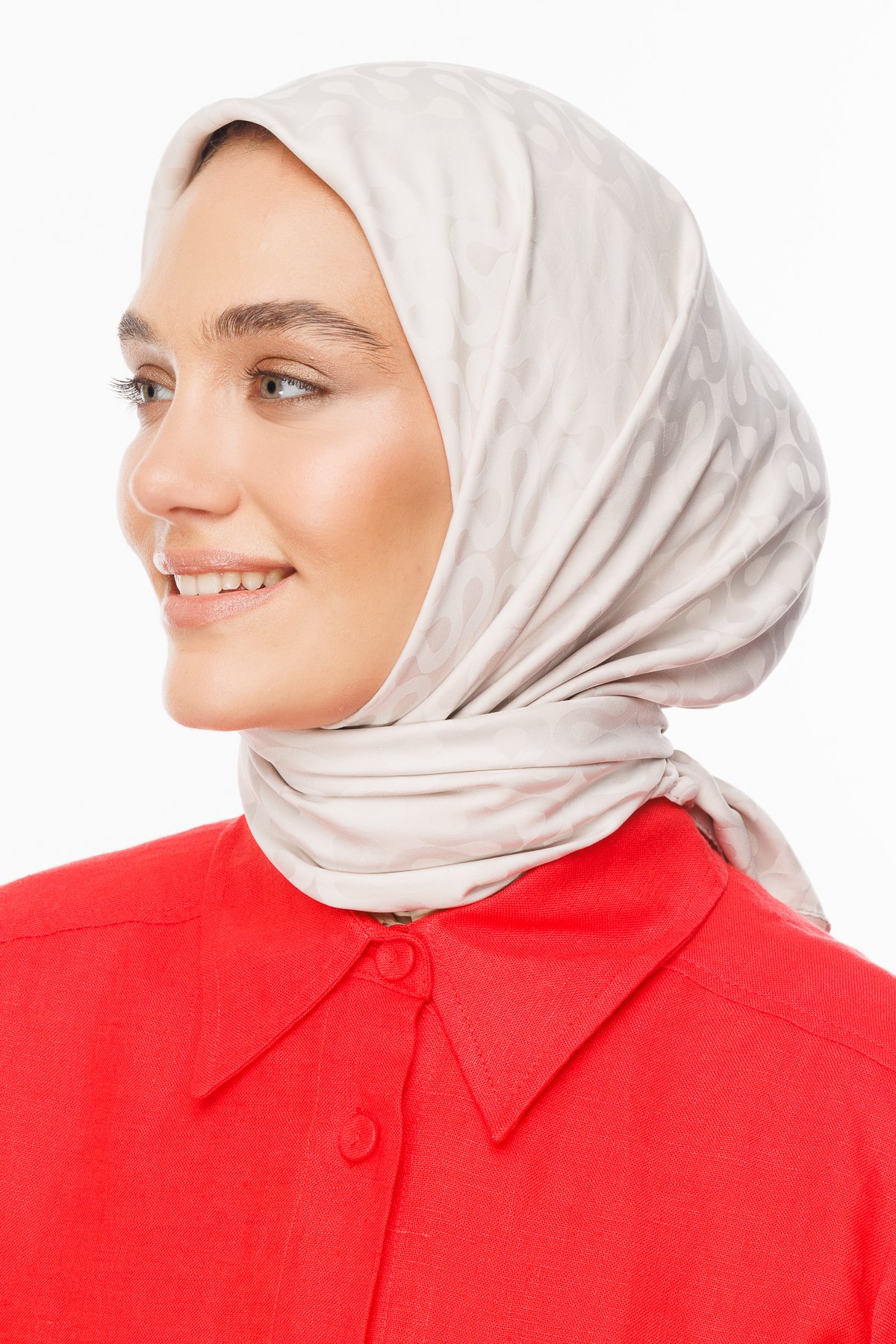Moon Pattern Silky Jacquard Scarf - Stone Color