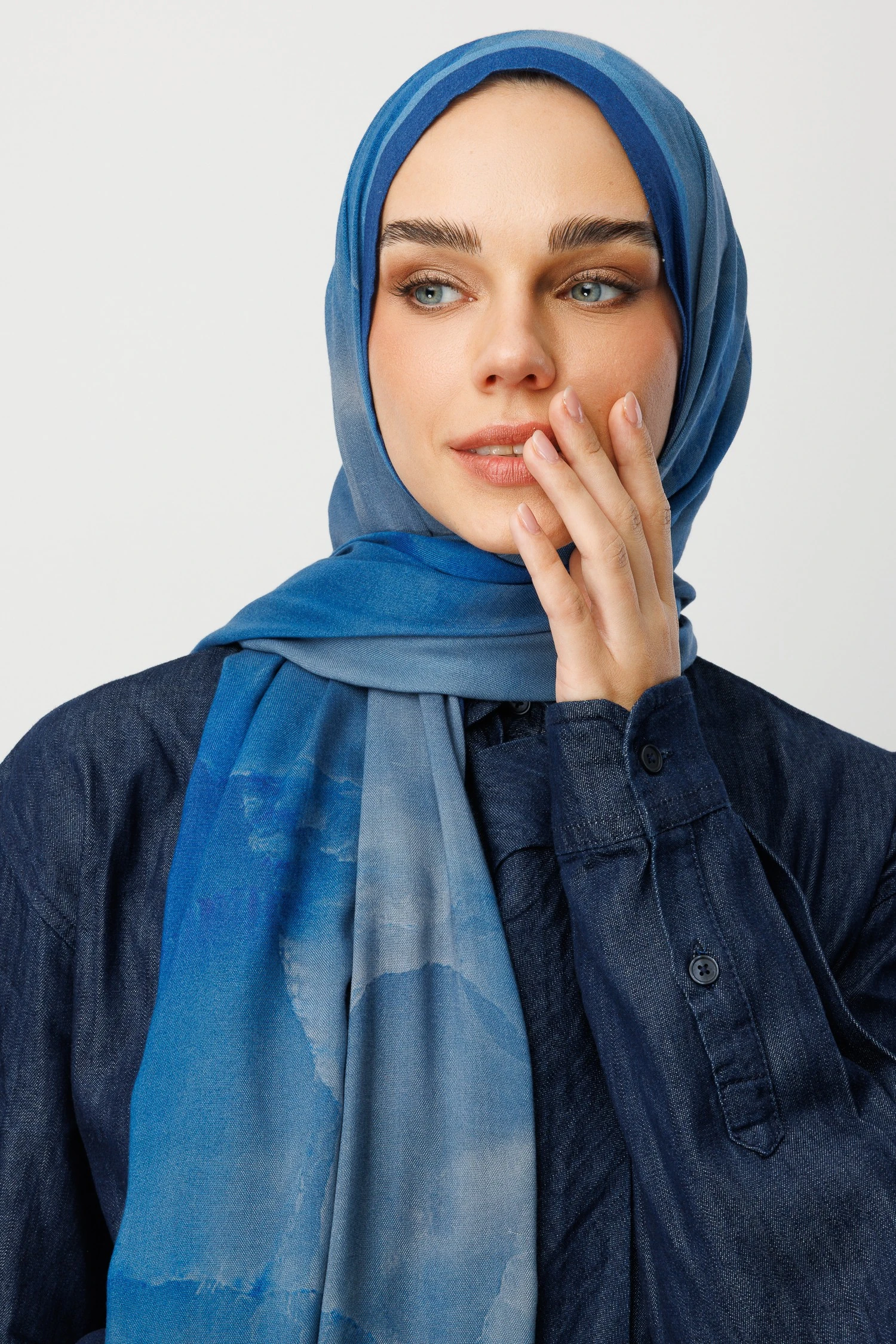 Moreal Desen Rami Şal - Navyblue