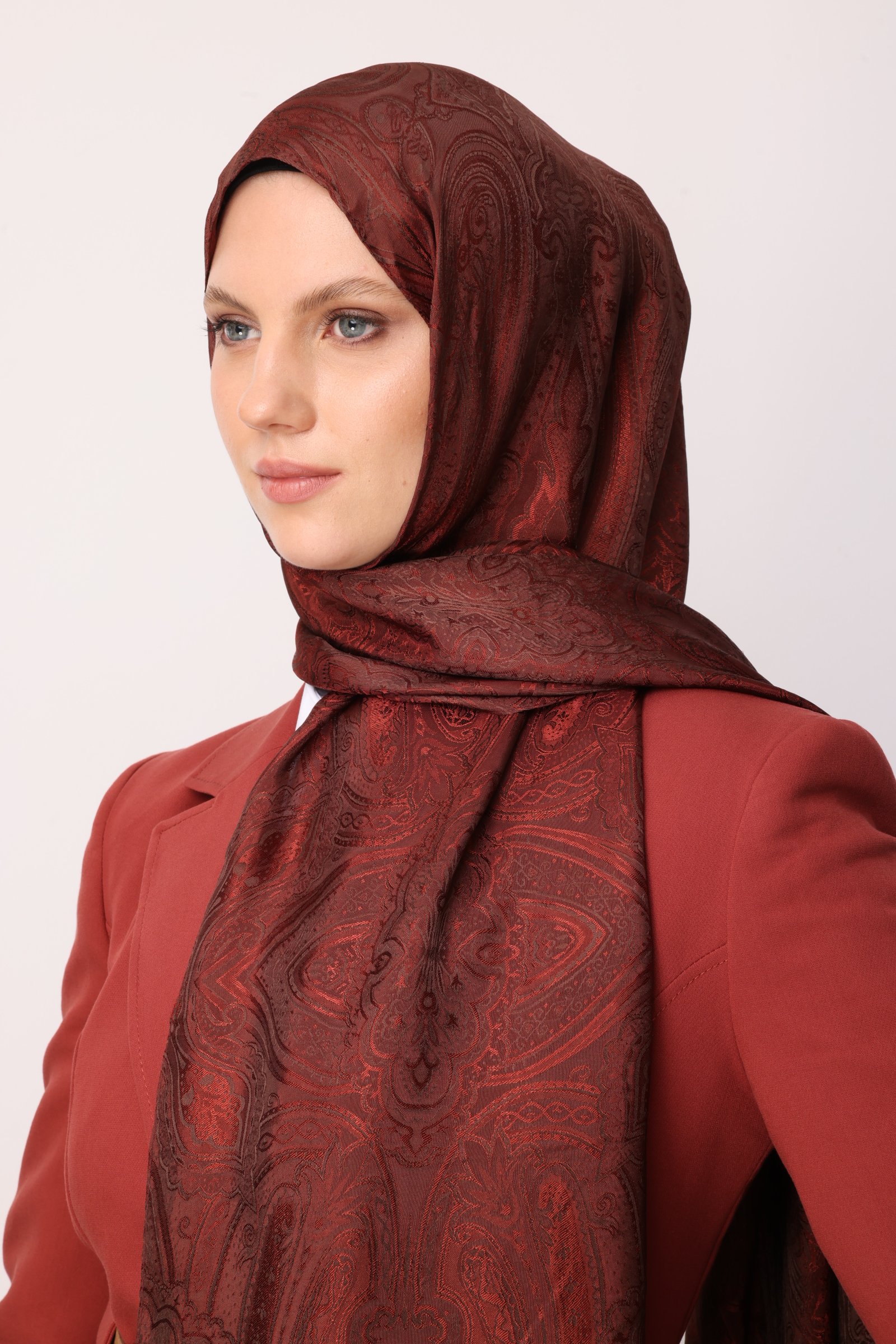 Liva Desen Shine Line Şal - Acı Kahve-Kahve