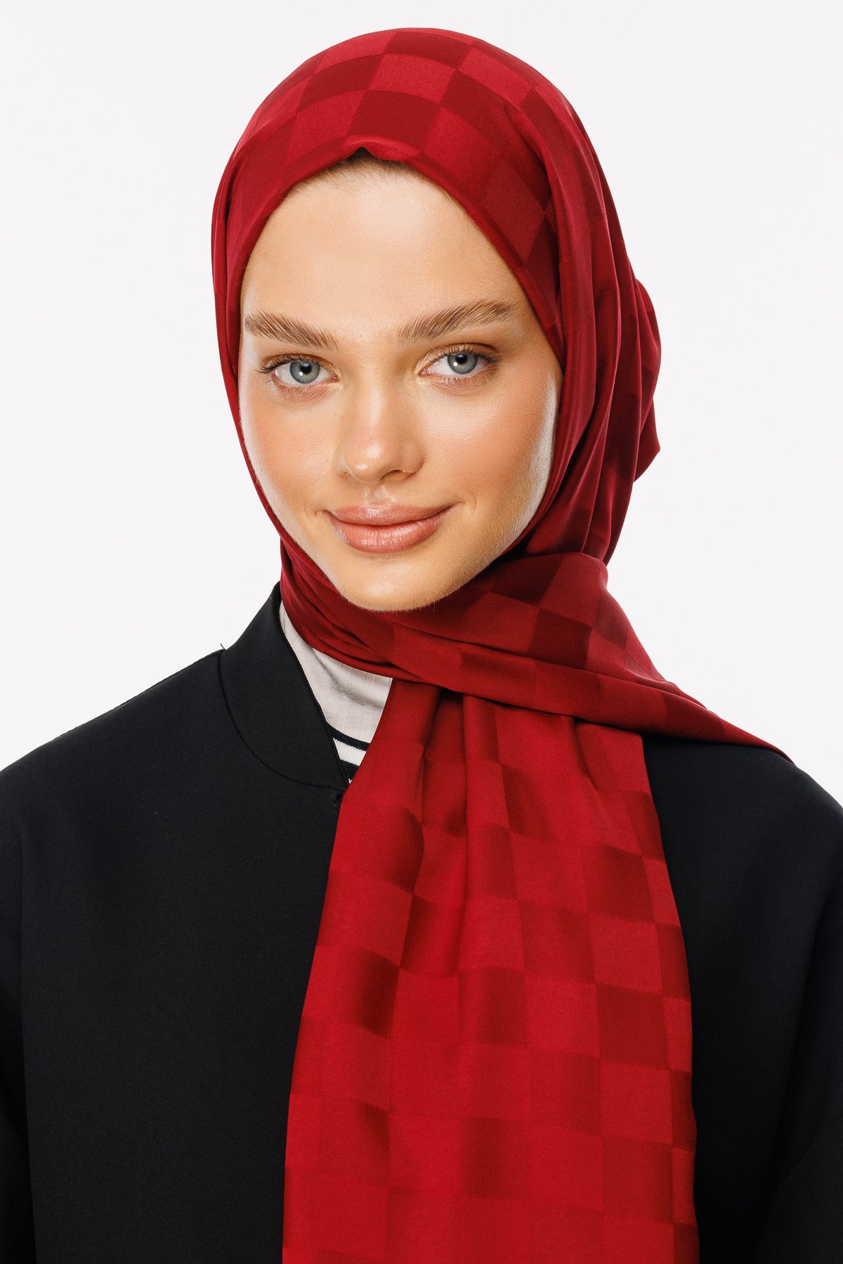 Checkers Pattern Silk Jacquard Hijab