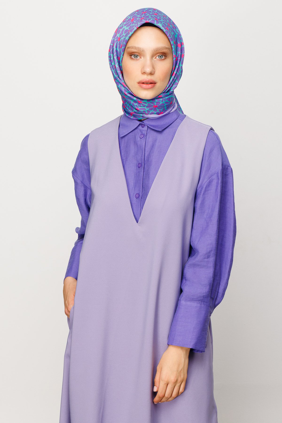 Clover Pattern Digital Soft Scarf - Lilac