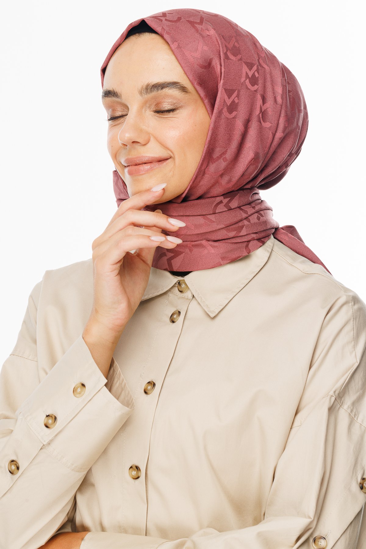 MC Pattern Jacquard Shawl - Dried Rose