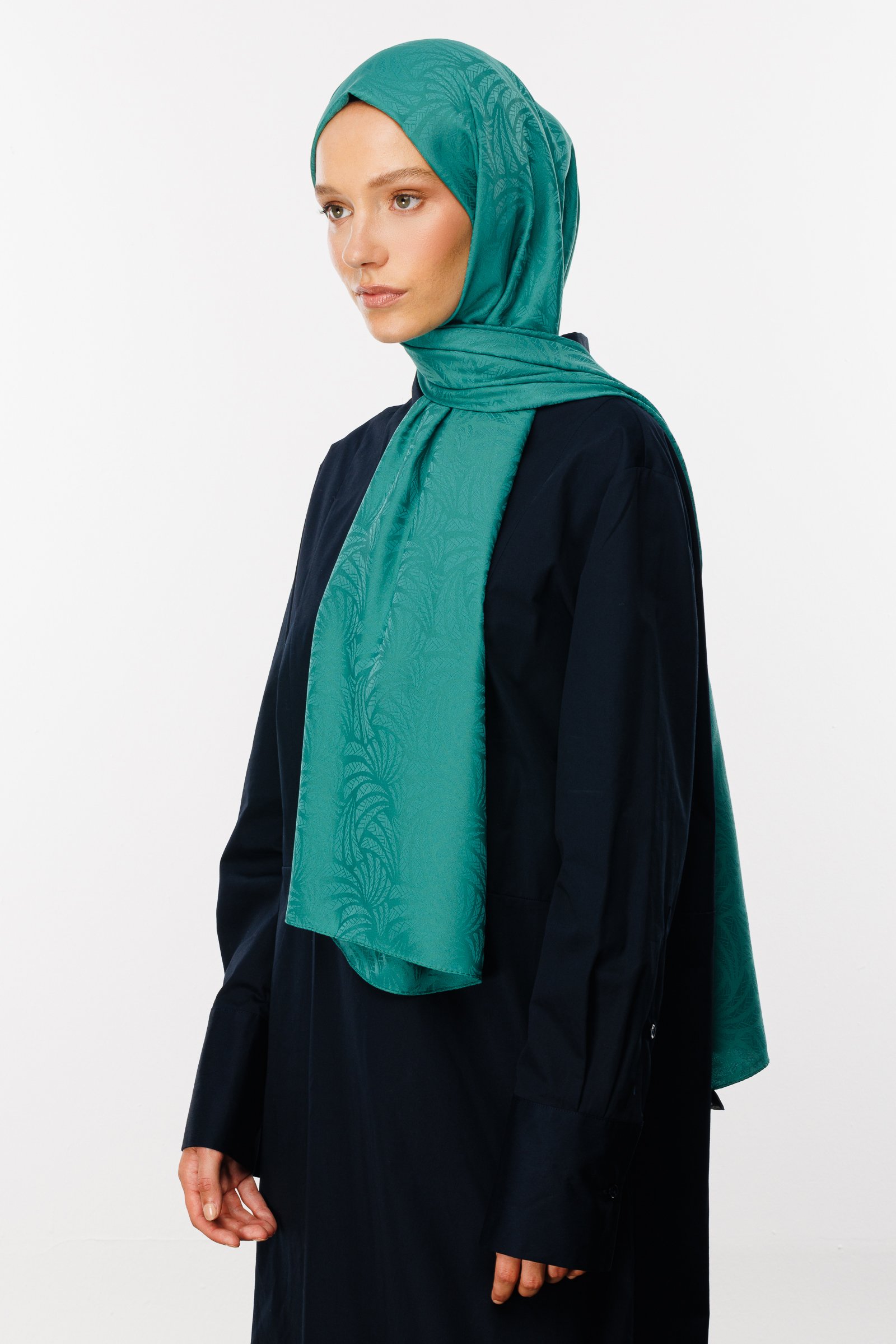 Artemis Pattern Silk Jacquard Shawl - Mint Green