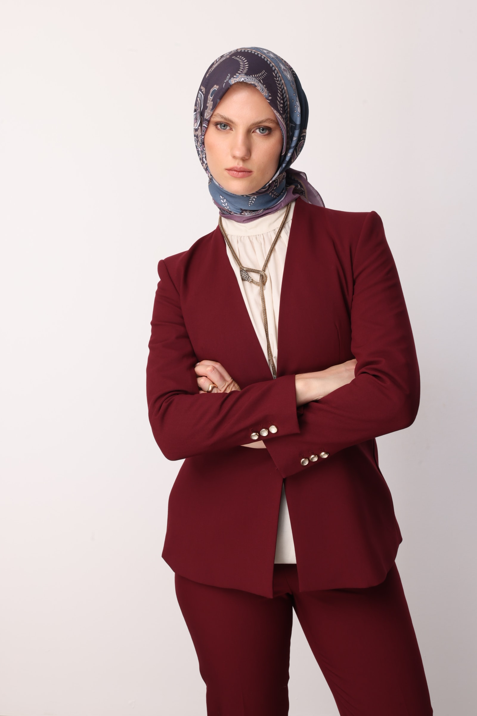 Patterned Cotton Scarf - Lavender