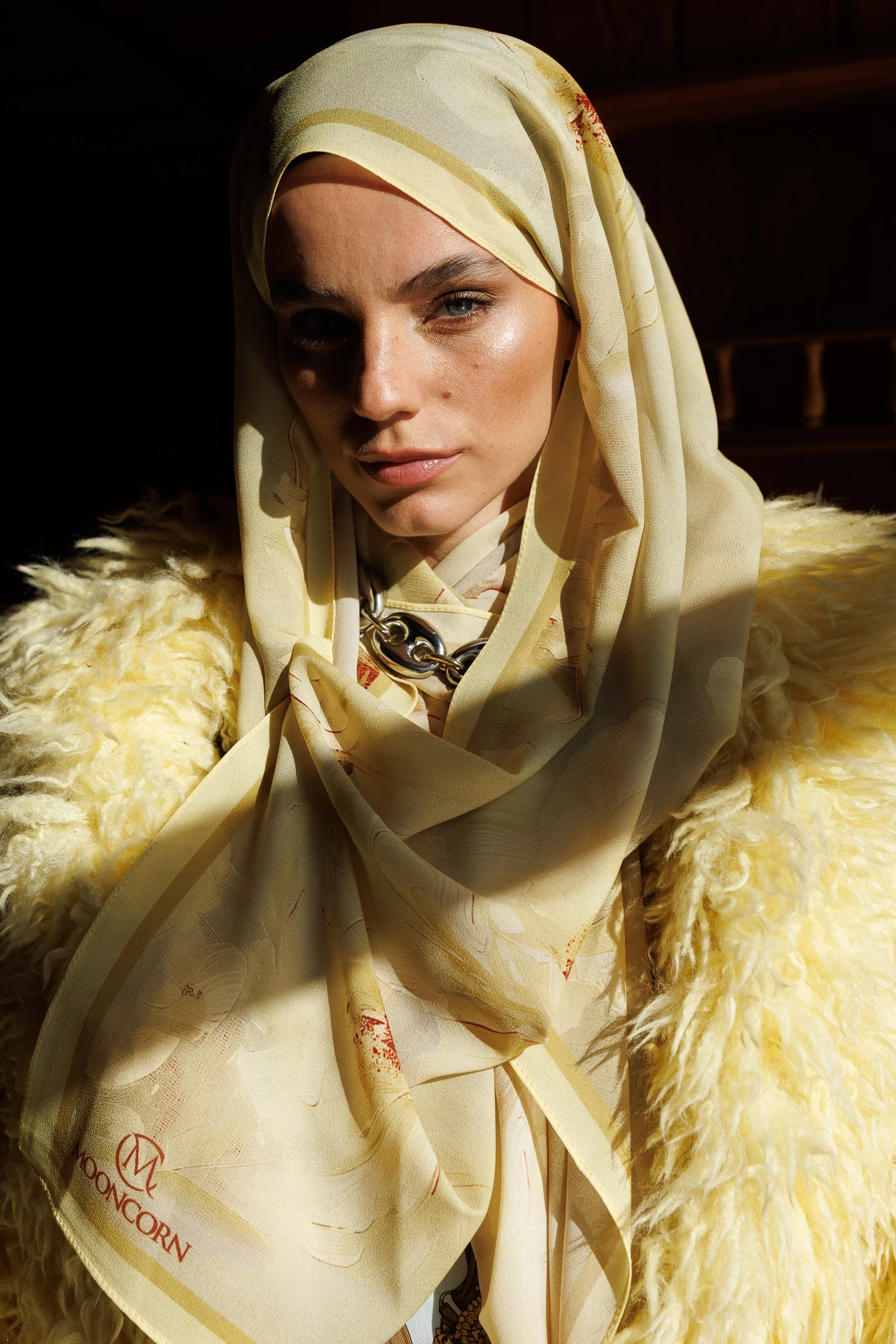 Rose Desen Hebei İpek Şal - Kayısı