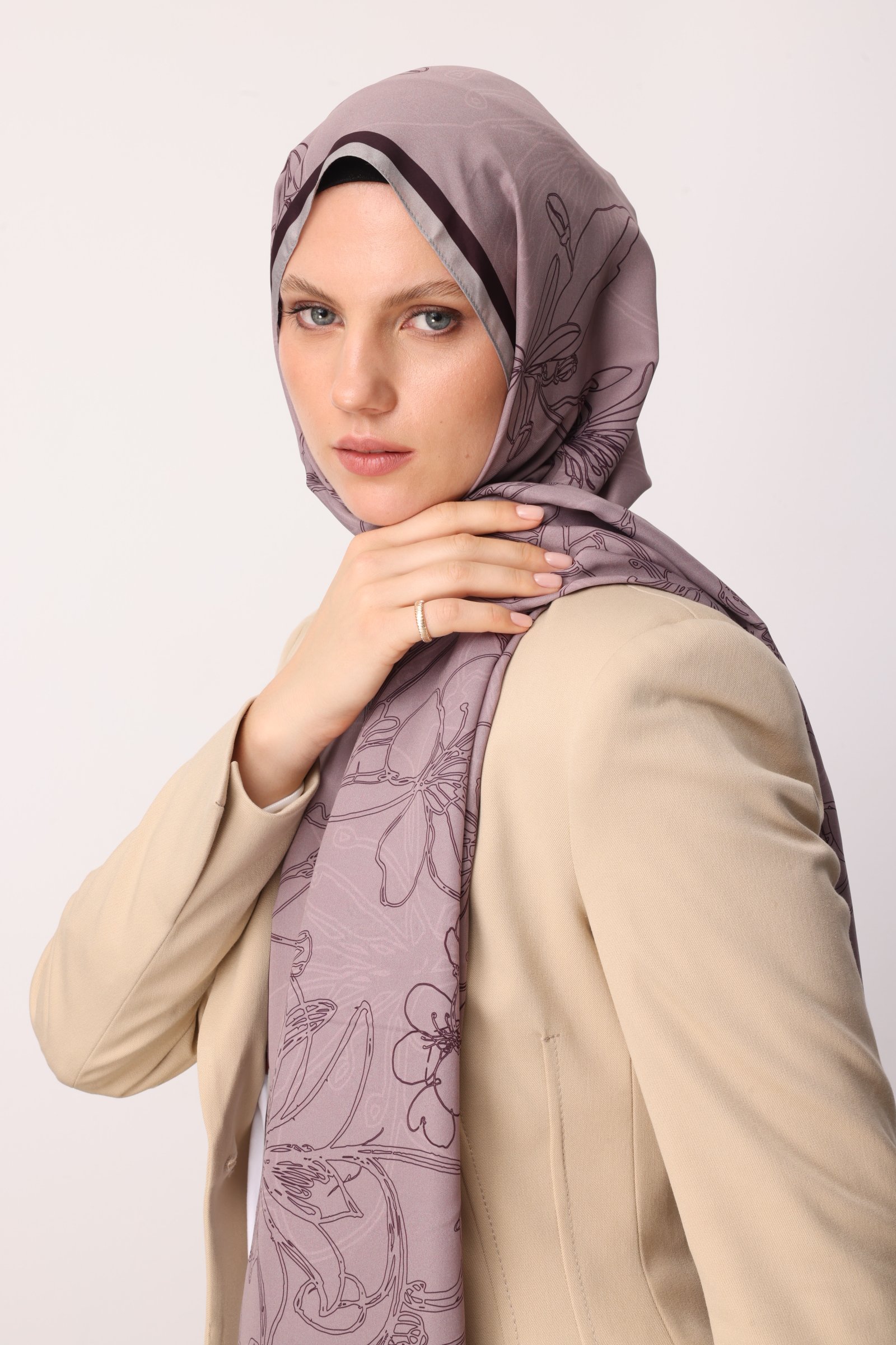 Yekta Desen Sakura İpek Şal - Pembe