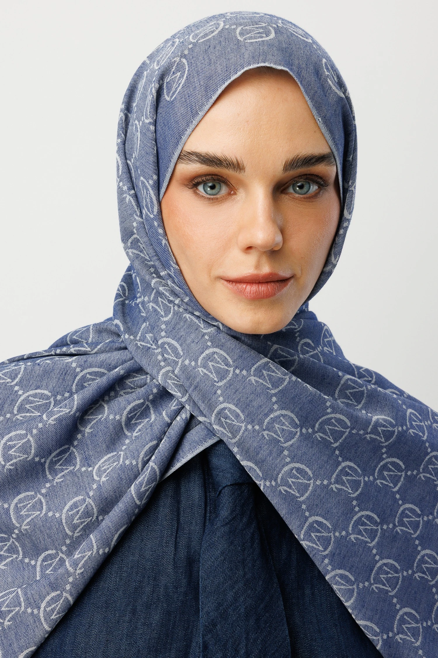 Yün İpek Şal - Mavi