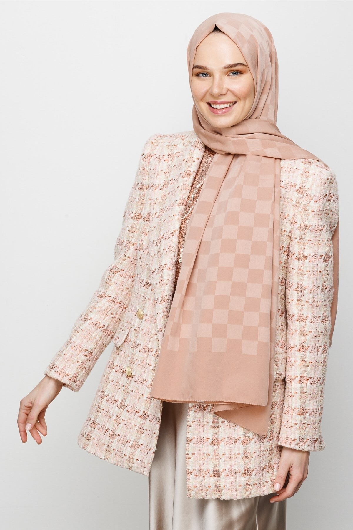 Rose Dama Desen İpeksi Jakar Şal