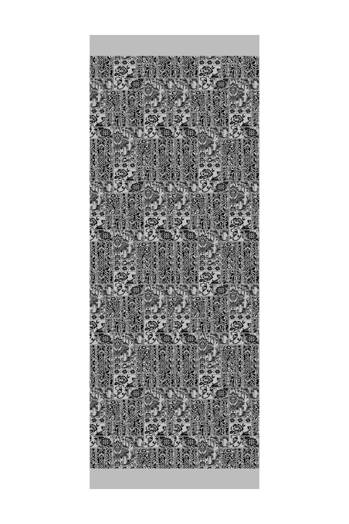 Henna Pattern Double-Sided Shawl - Black-Black