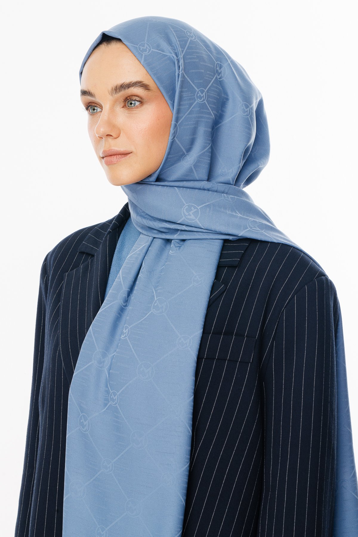 Moon Is Pattern Jacquard Shawl - Sky Blue