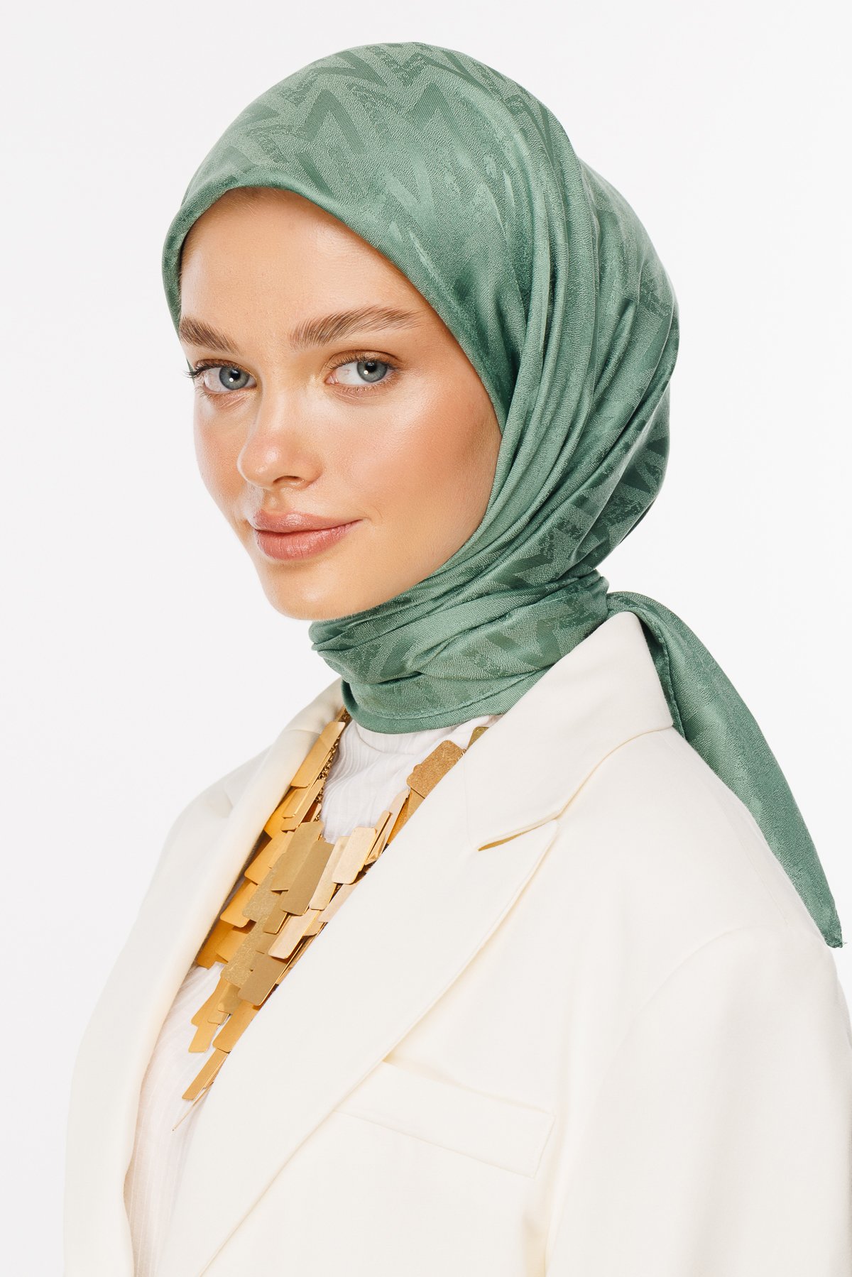 Nova Pattern Luxury Jacquard Scarf - Mold Green