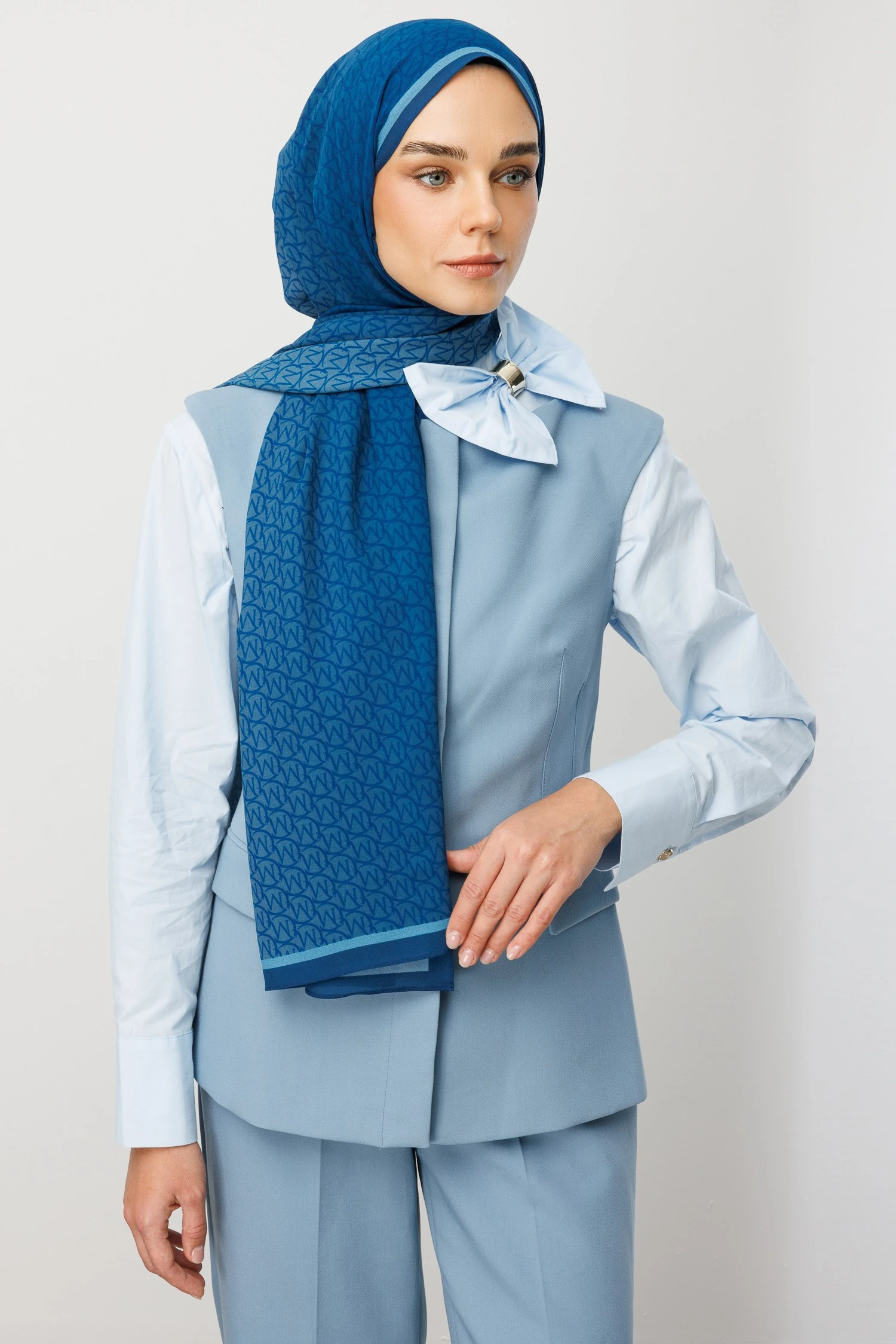 Monogram Hebei İpek Şal - Indigo